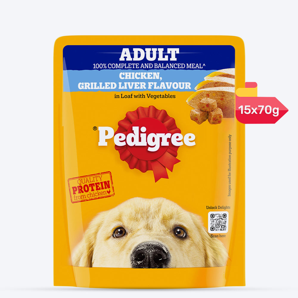 Pedigree Chicken Grilled Liver In Loaf With Vegetables Adult Dog Wet Food - 70 gm Packs - Heads Up For Tails