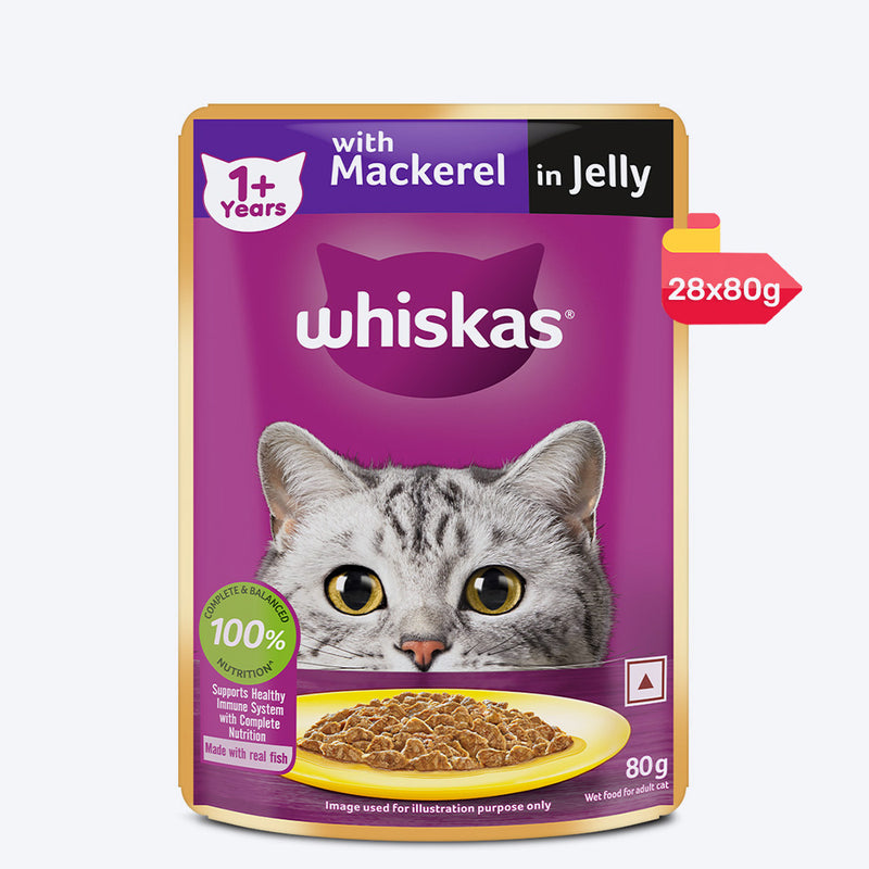 Whiskas Mackerel In Jelly (1+ Years) Adult Cat Wet Food - 80 gm Pack