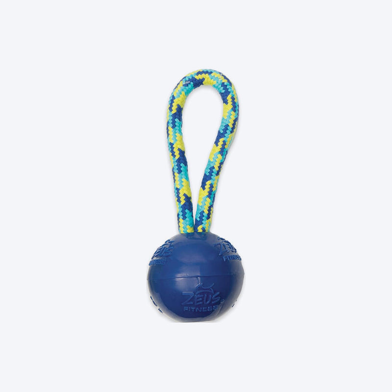 Zeus Fitness TPR & Rope Ball Tug Fetch Dog Toy - Green/Blue - Heads Up For Tails