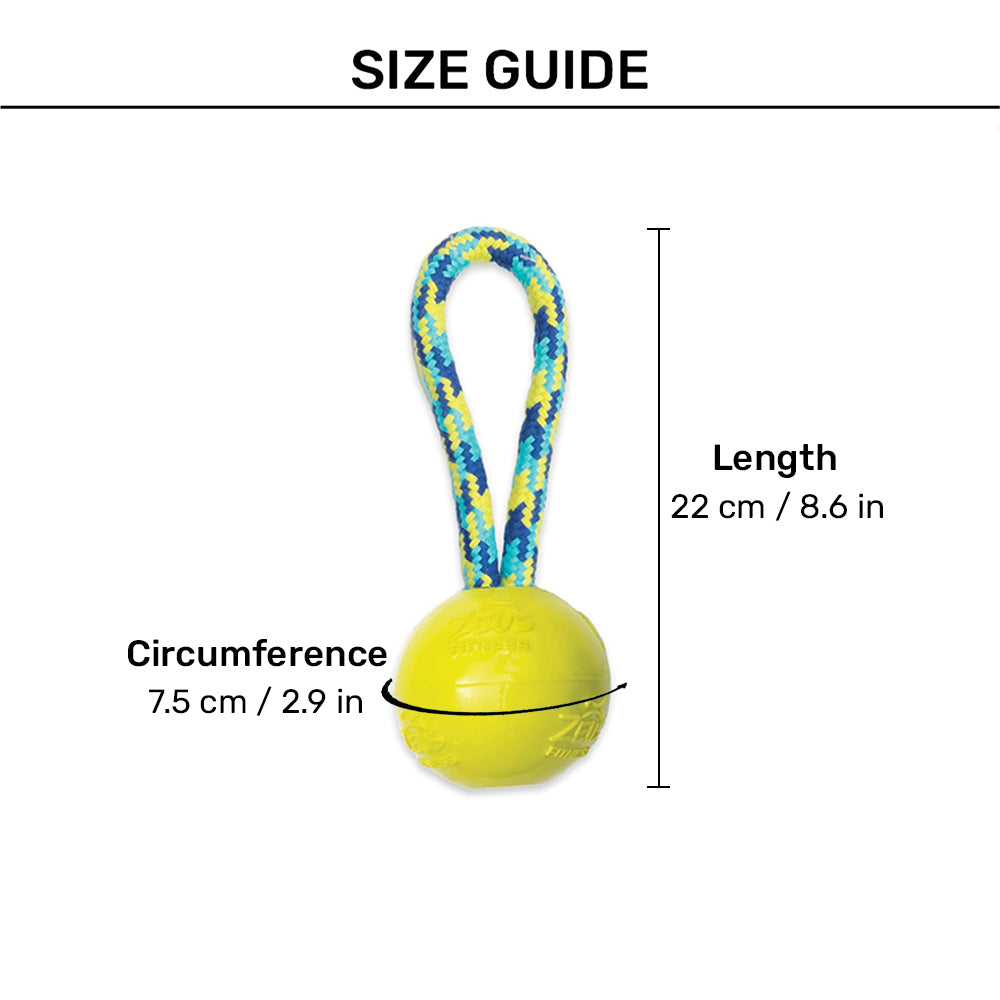 Zeus Fitness TPR & Rope Ball Tug Fetch Dog Toy - Green/Blue - Heads Up For Tails