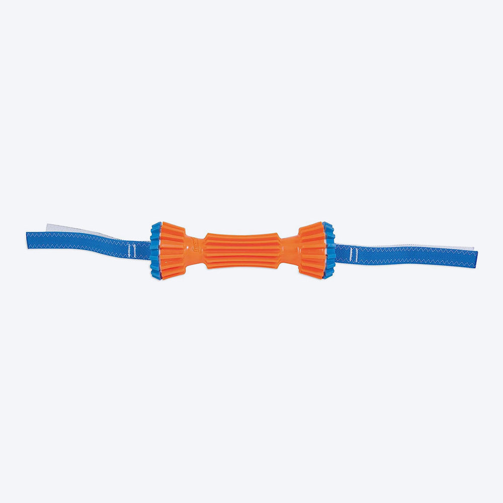Chuckit Rugged Bumper Dog Fetch Toy - Orange & Blue - S - Heads Up For Tails