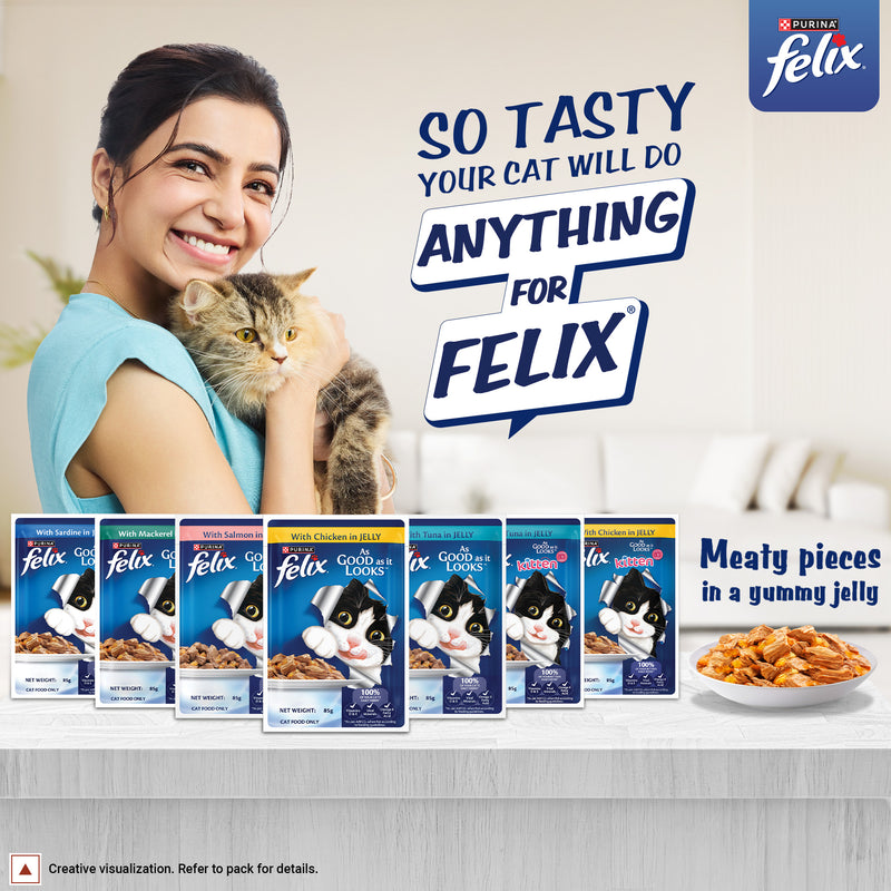 Purina Felix With Salmon In Jelly Adult Cat Wet Food - 85 g - Heads Up For Tails