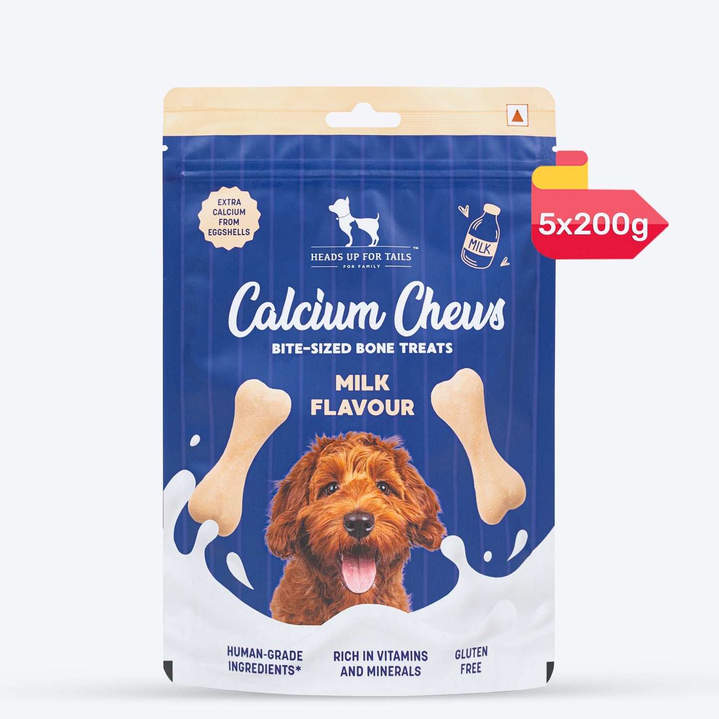 HUFT Calcium Chews Bite-Sized Bone Treats For Dog - Milk Flavour - Heads Up For Tails