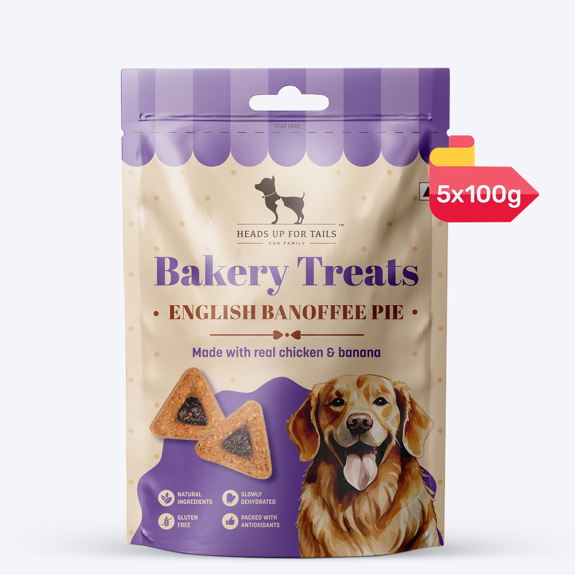HUFT Dessert English Banoffee Pie Made With Real Chicken & Banana Treat For Dog - 100 gm - Heads Up For Tails