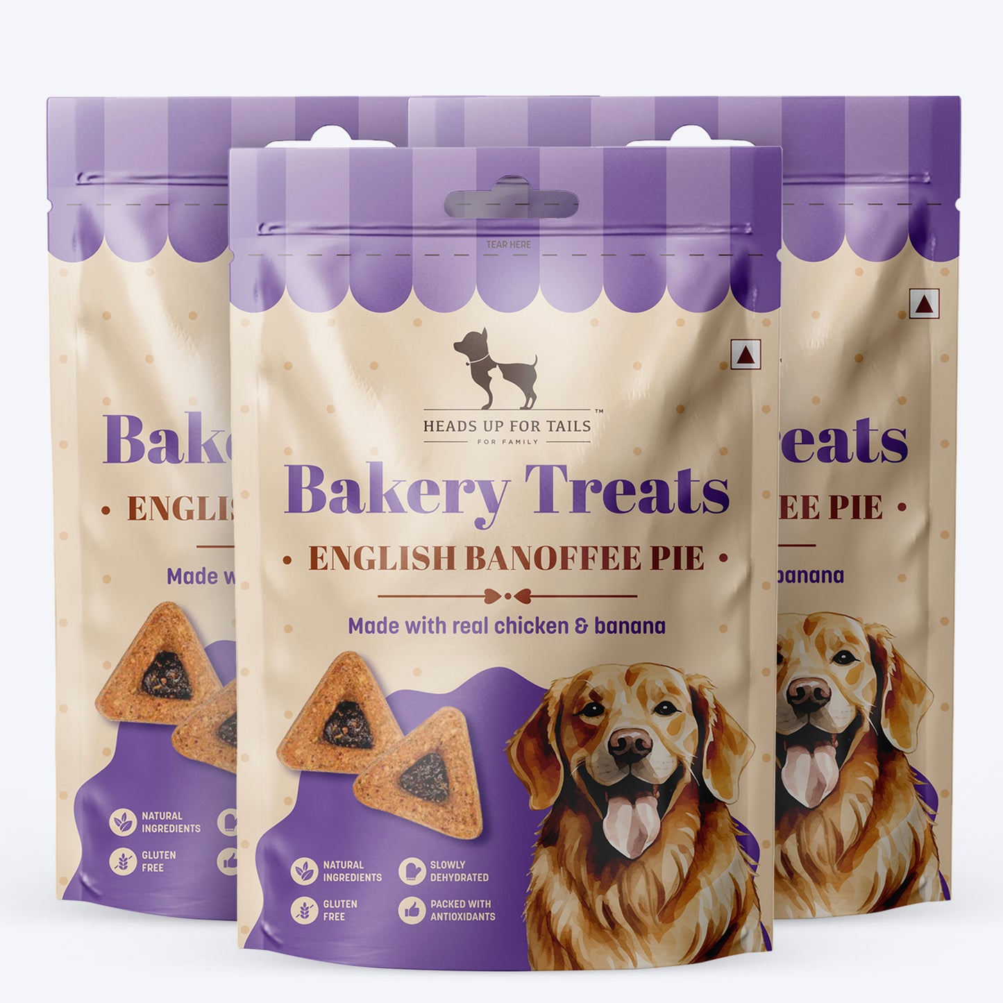 HUFT Dessert English Banoffee Pie Made With Real Chicken & Banana Treat For Dog - 100 gm - Heads Up For Tails