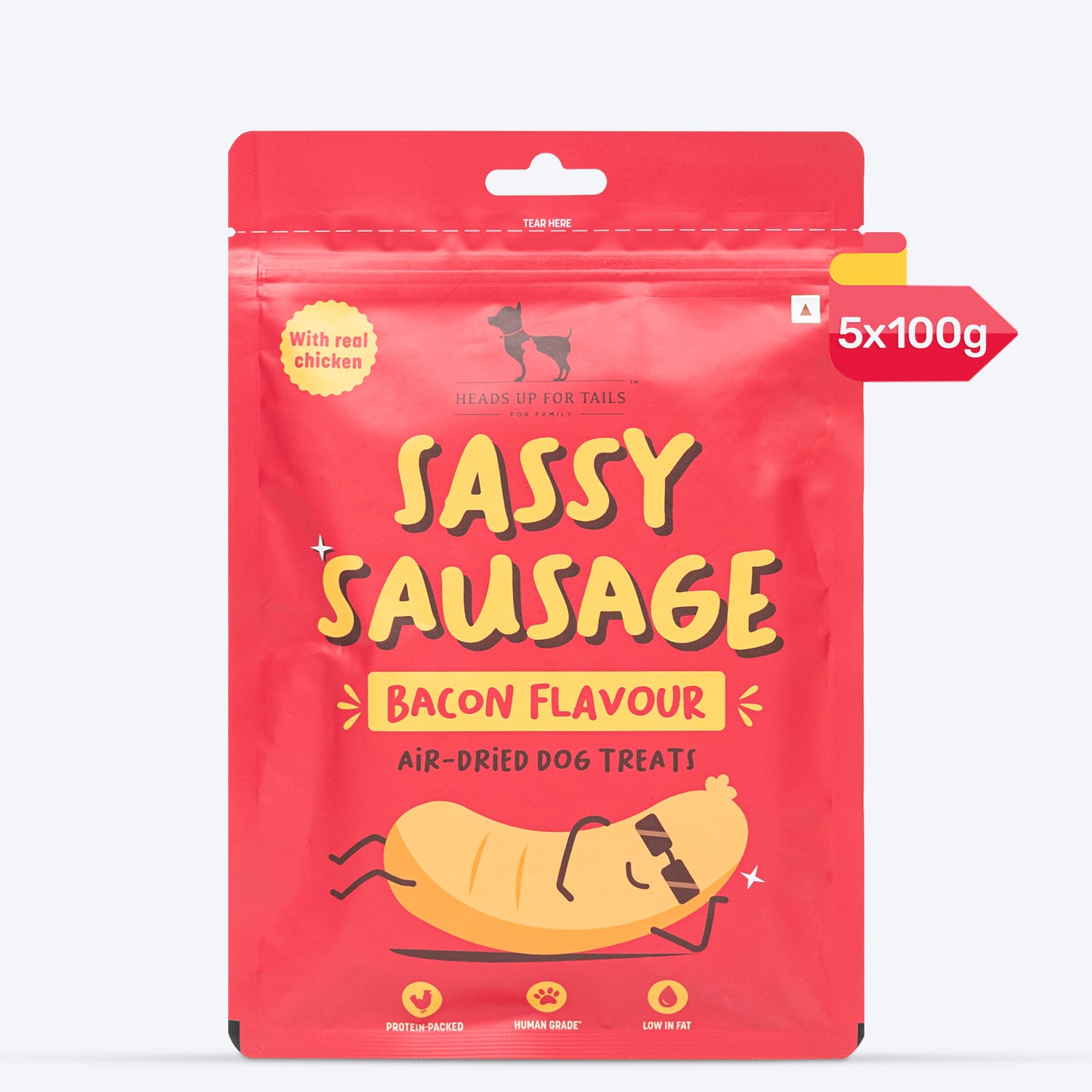 HUFT Sassy Sausage Bacon With Real Chicken Air-Dried Dog Treats - 100 g - Heads Up For Tails