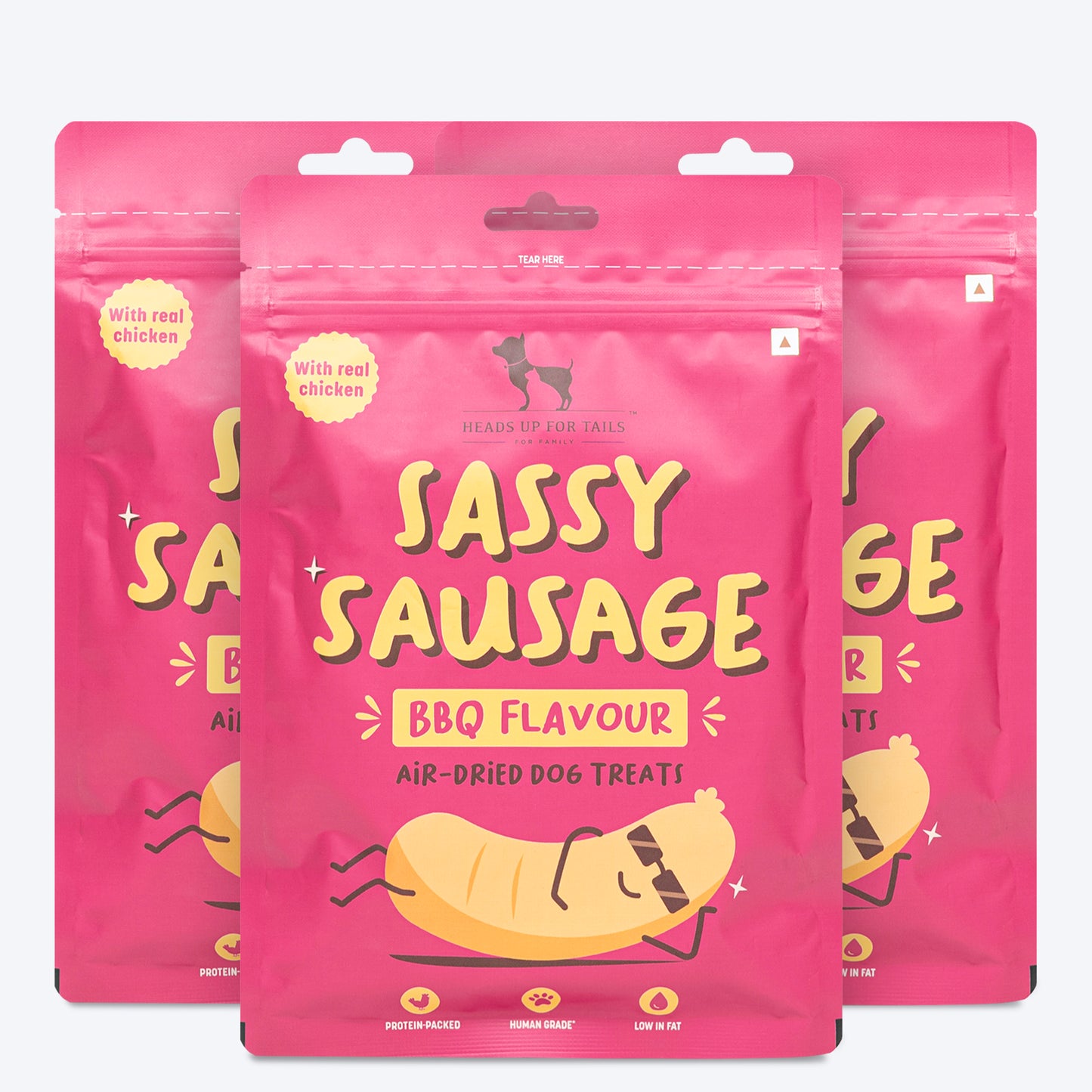 HUFT Sassy Sausage BBQ With Real Chicken Air-Dried Dog Treats - 100 g - Heads Up For Tails