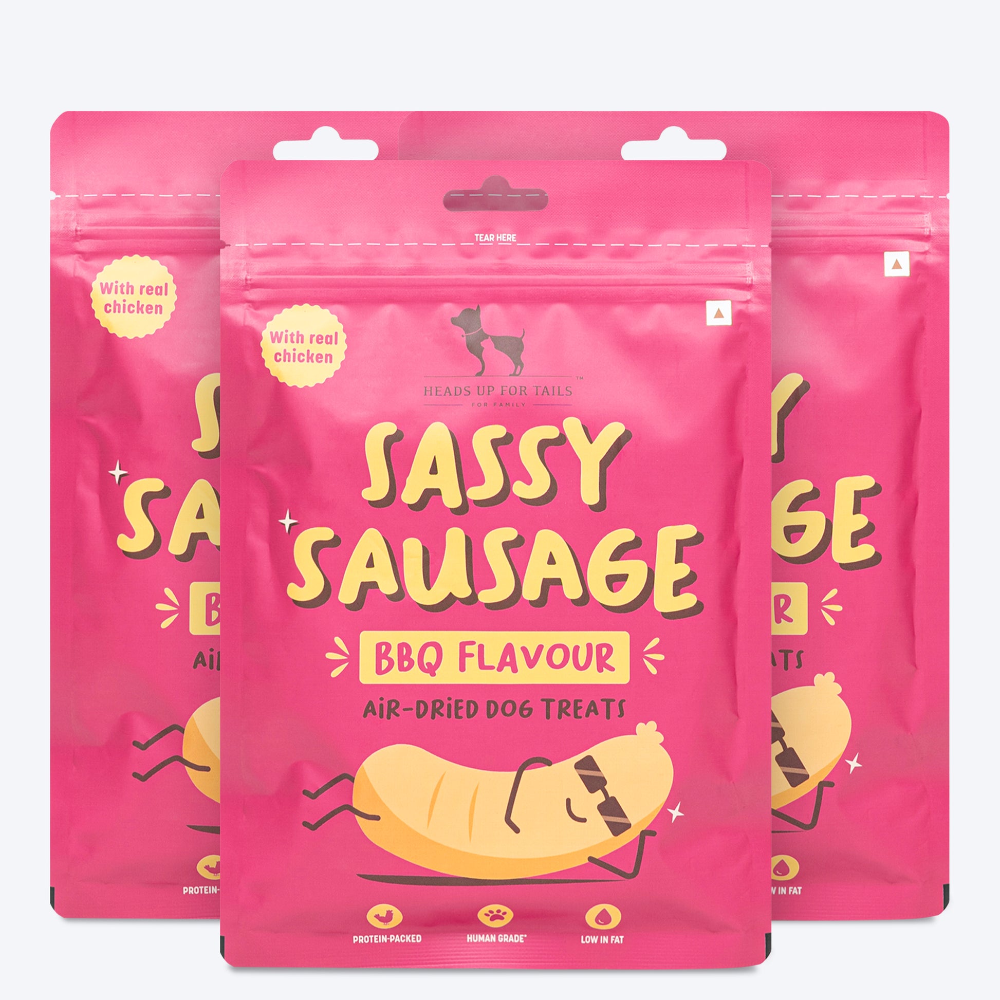HUFT Sassy Sausage BBQ With Real Chicken Air-Dried Dog Treats - 100 g - Heads Up For Tails