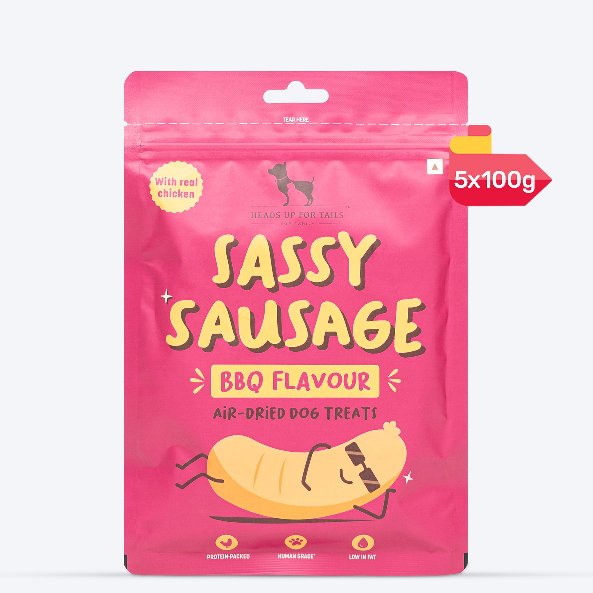 HUFT Sassy Sausage BBQ With Real Chicken Air-Dried Dog Treats - 100 g - Heads Up For Tails