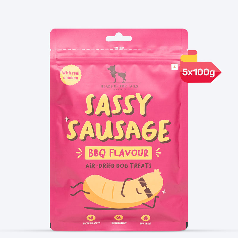 HUFT Sassy Sausage BBQ With Real Chicken Air-Dried Dog Treats - 100 g - Heads Up For Tails