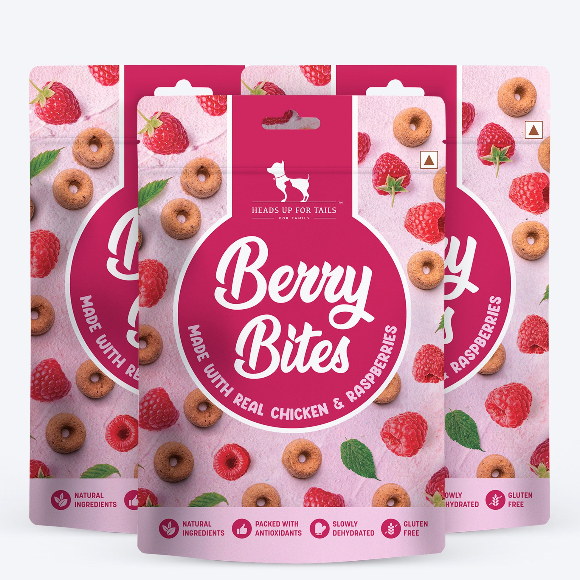 HUFT Berry Bites - Chicken & Raspberries Treats For Dogs - 140 g - Heads Up For Tails