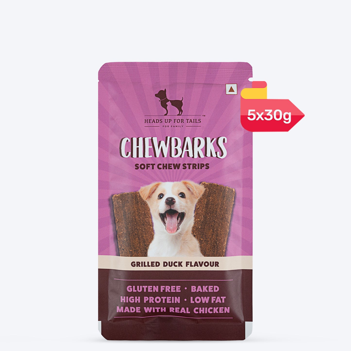 HUFT Chewbarks Grilled Duck Soft Chew Strips Treat For Dogs - 30g - Heads Up For Tails