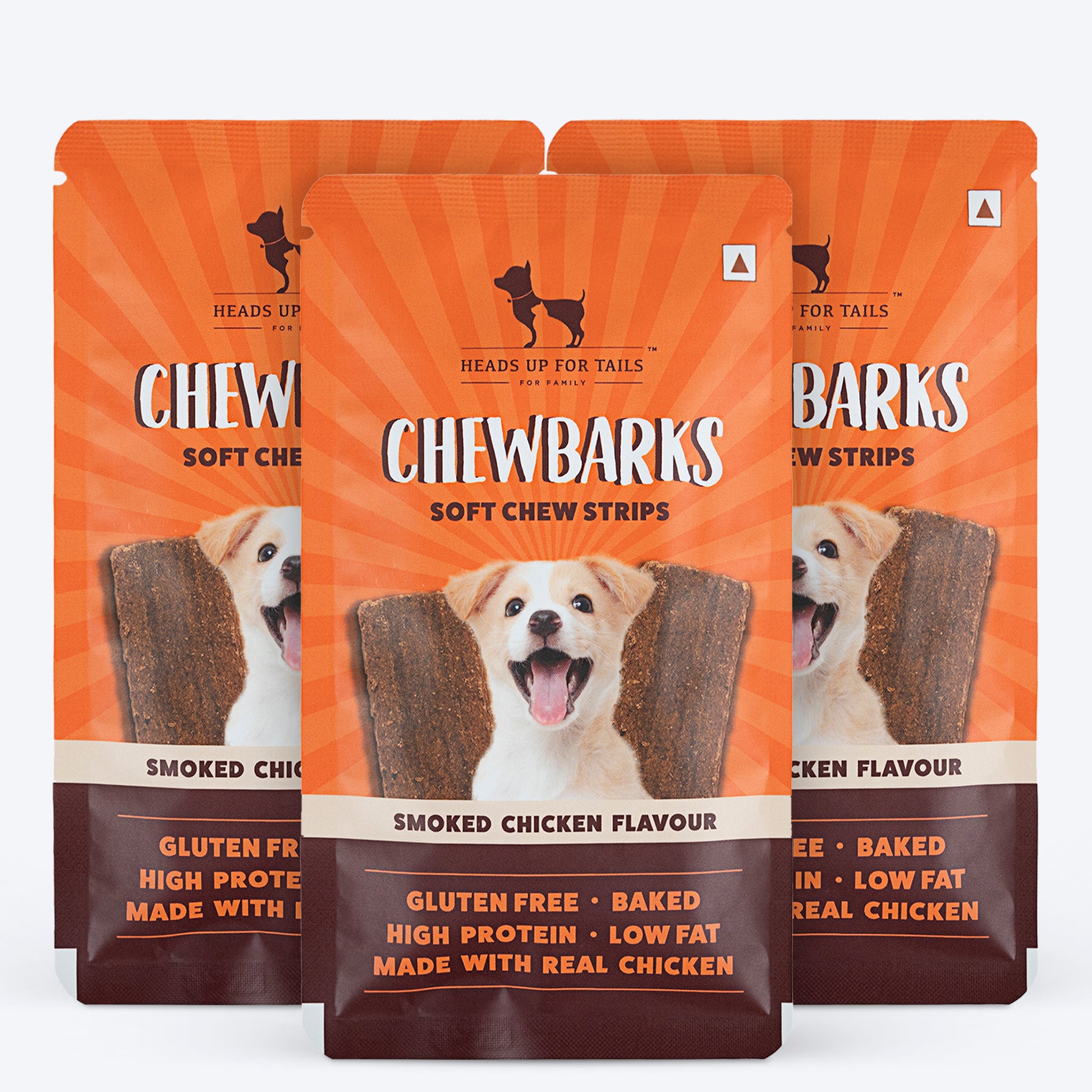 HUFT Chewbarks Smoked Chicken Soft Chew Strips Treat For Dogs - 30g - Heads Up For Tails