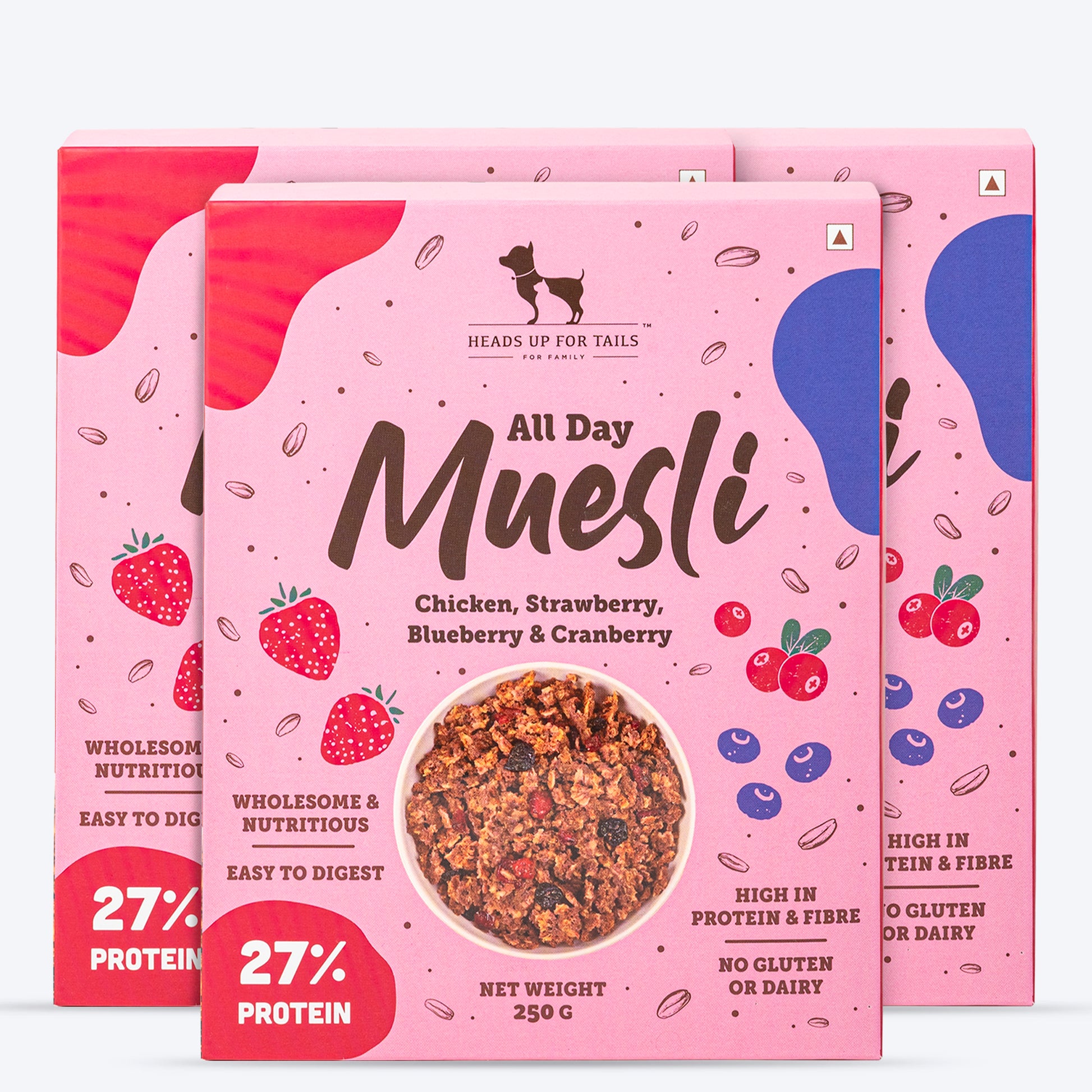 HUFT All Day Muesli with Strawberry, Blueberry and Cranberry Doggie Treats - 250 g - Heads Up For Tails