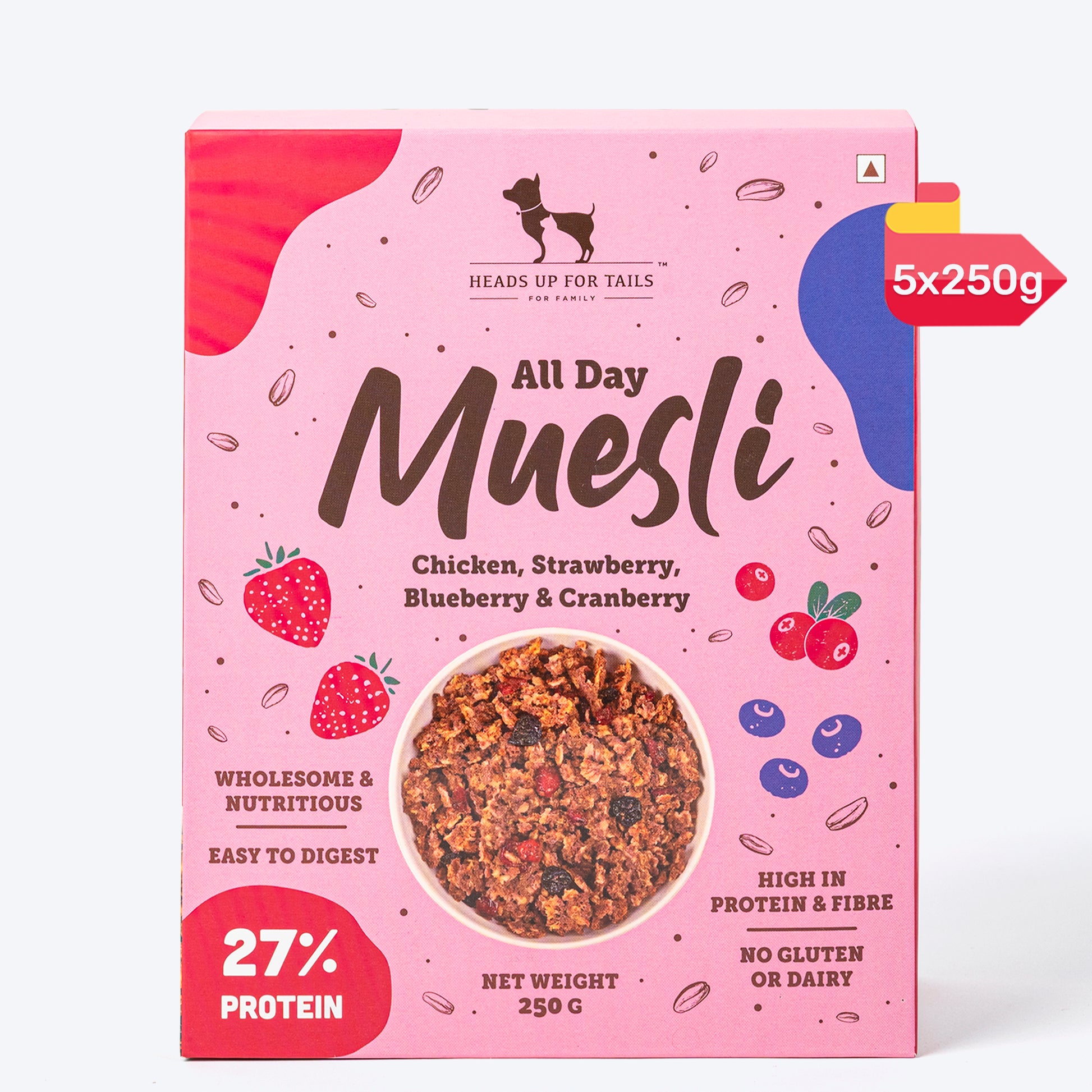 HUFT All Day Muesli with Strawberry, Blueberry and Cranberry Doggie Treats - 250 g - Heads Up For Tails