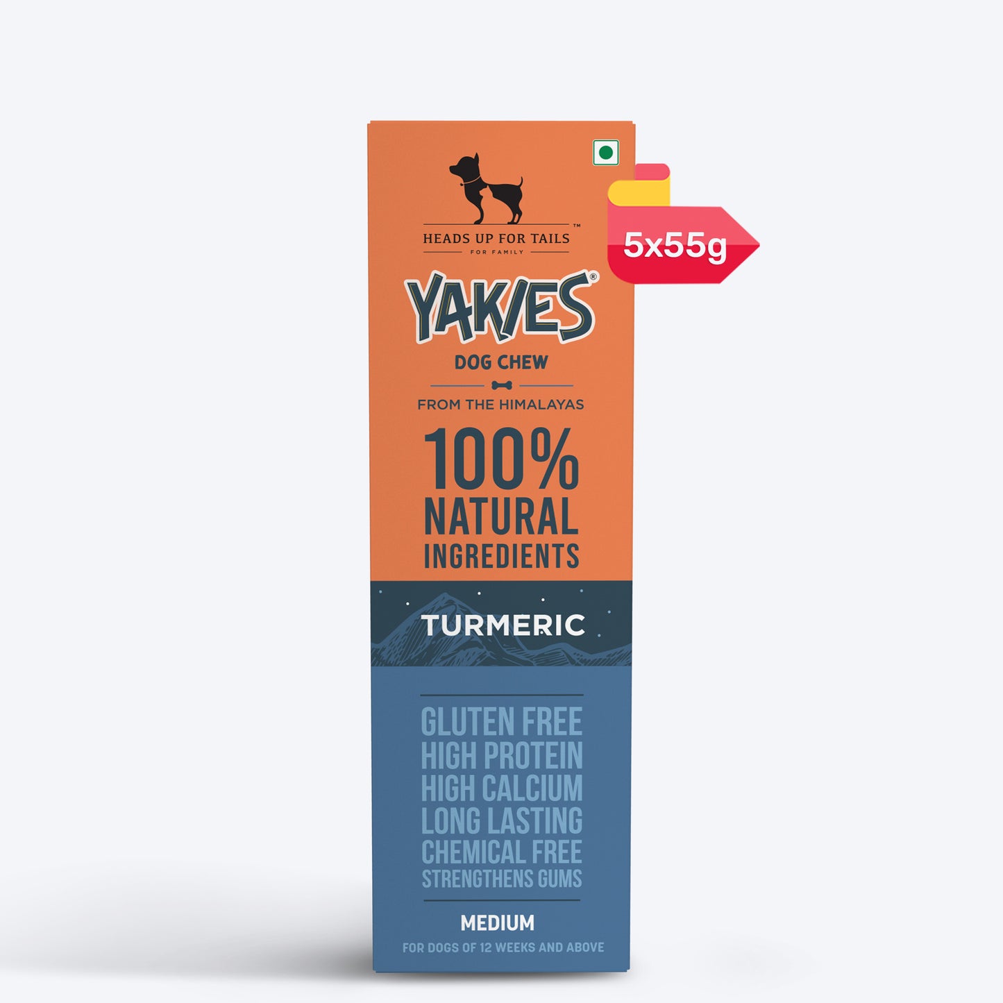 HUFT Yakies Vegetarian Natural Chew Bone - Turmeric - Heads Up For Tails