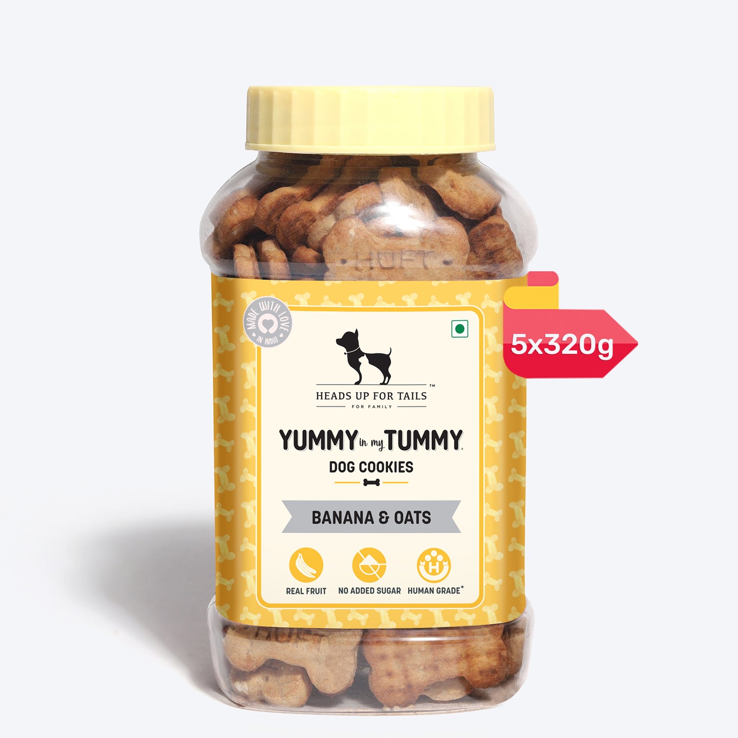 HUFT YIMT Banana & Oats Vegetarian Dog Biscuits - Heads Up For Tails