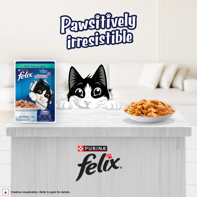 Purina Felix With Tuna In Jelly Kitten Wet Food - 85 g - Heads Up For Tails