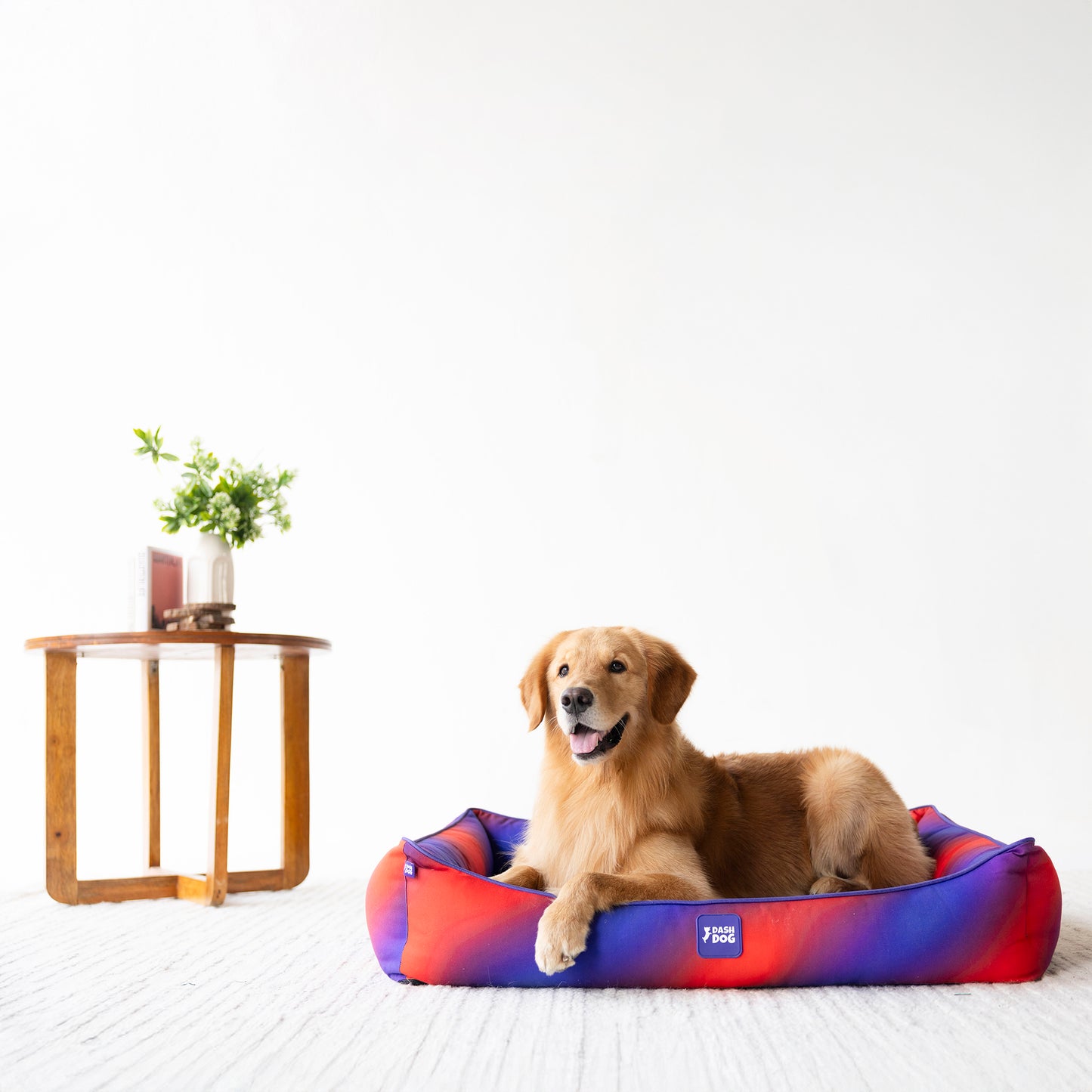 Dash Dog Flow Water Repellent Lounger Dog Bed - Blue & Red - Heads Up For Tails