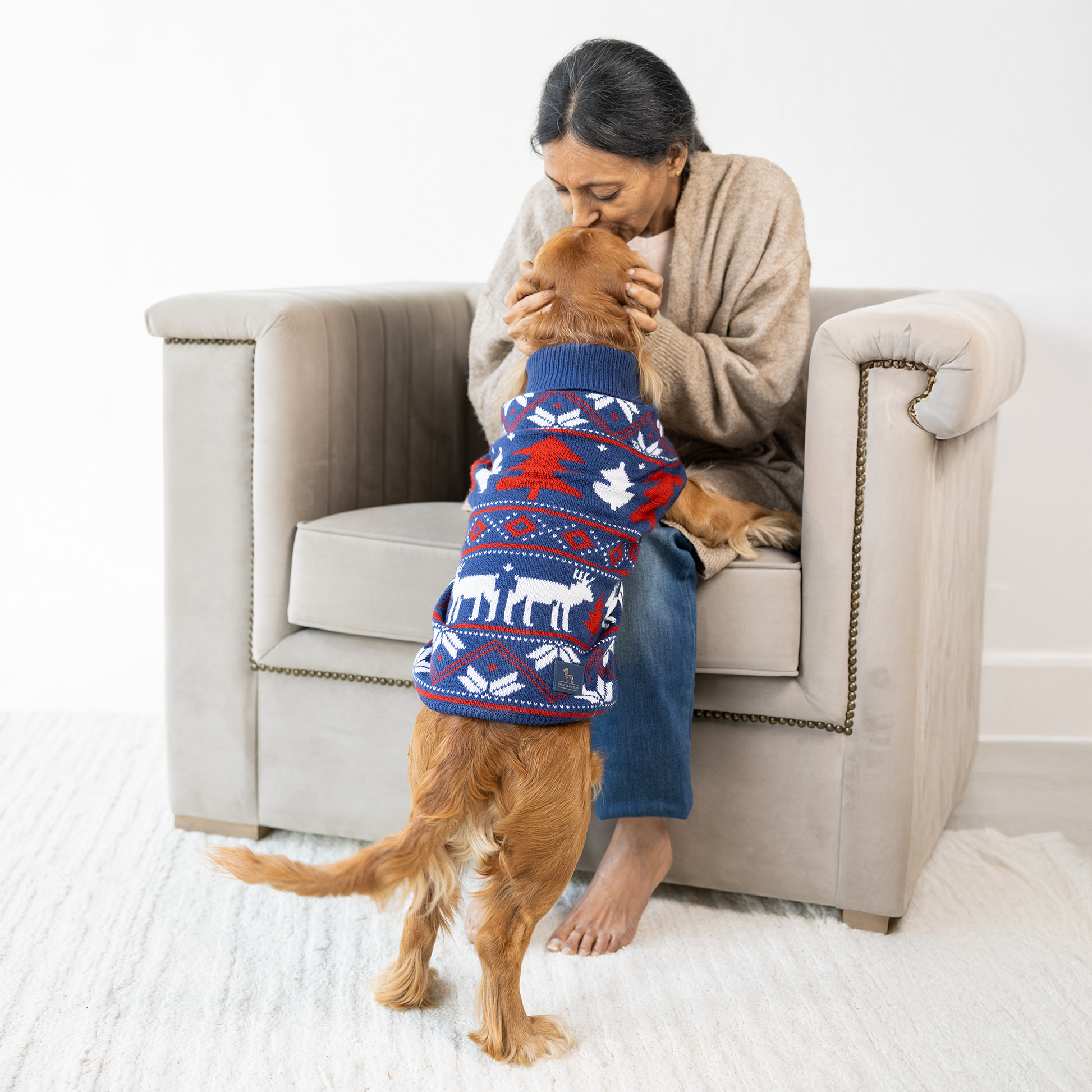HUFT Snow Dashers Sweater For Dog - Navy Blue - Heads Up For Tails