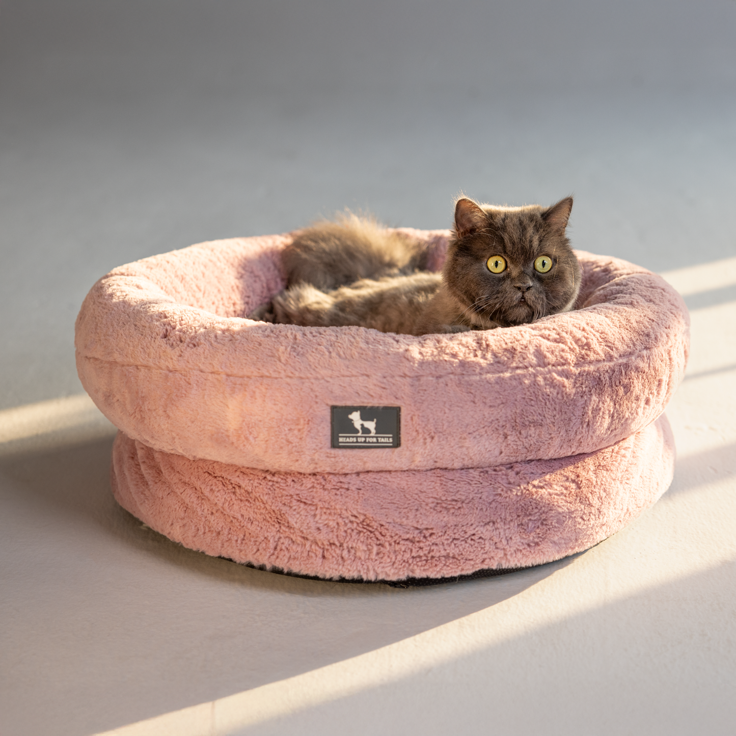 HUFT Elevated Furry Donut Bed For Cat & Puppy - Pink - Heads Up For Tails