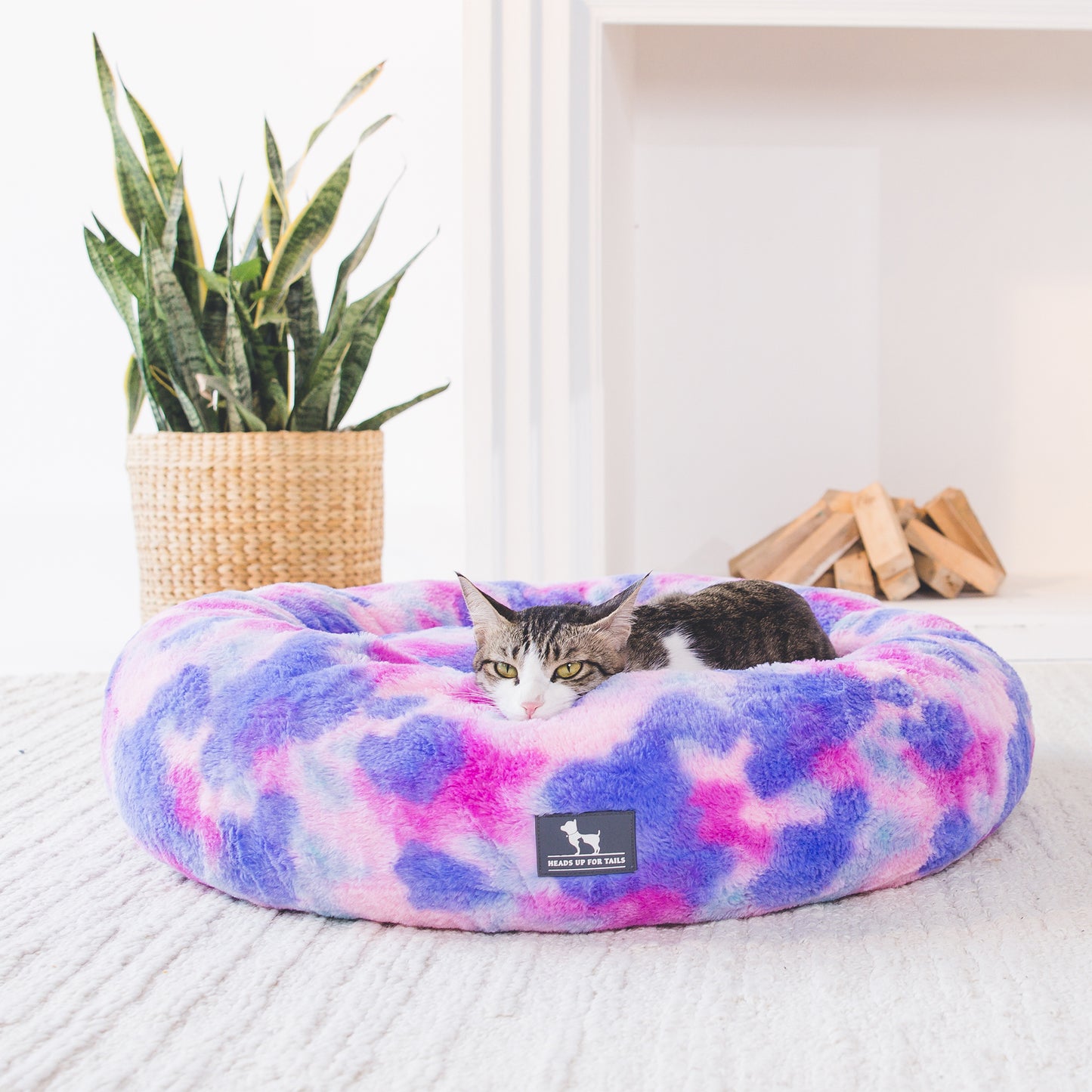 HUFT Furry Bliss Cuddle Bed For Cat & Puppy - Multicolor - Heads Up For Tails