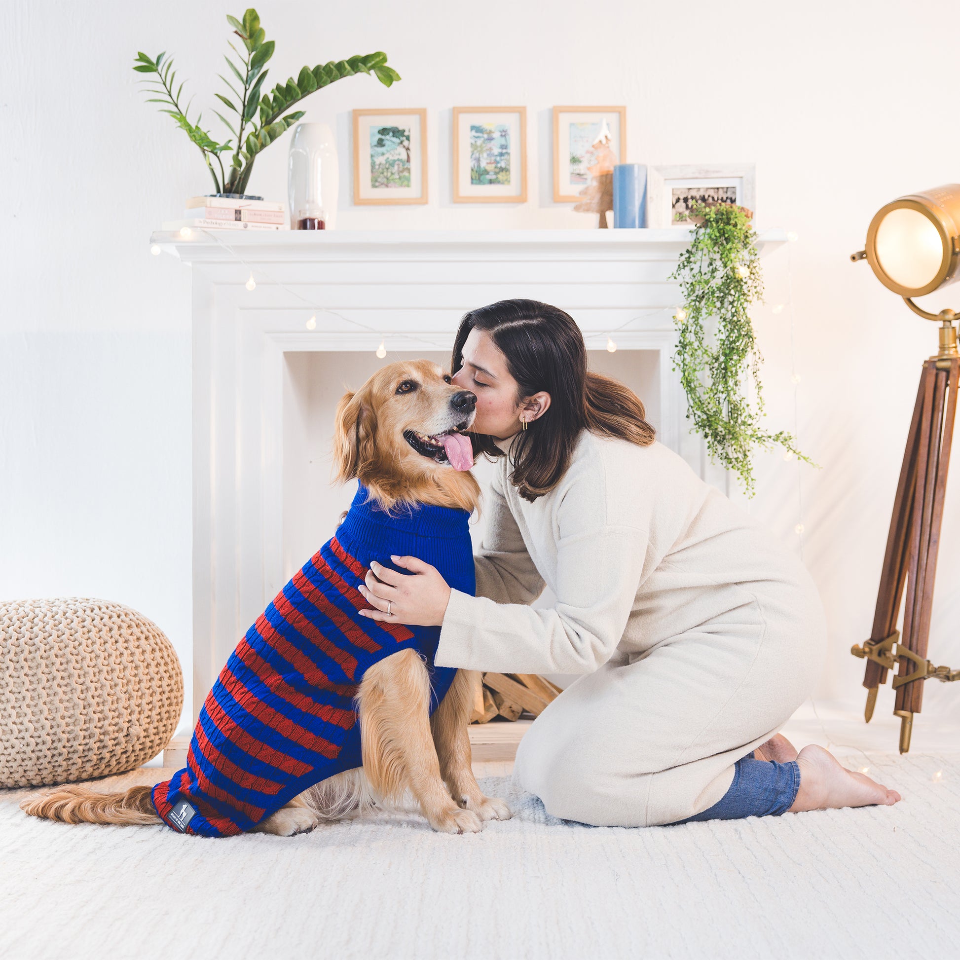 HUFT Snug Stripes Sweater For Dog - Blue & Red - Heads Up For Tails