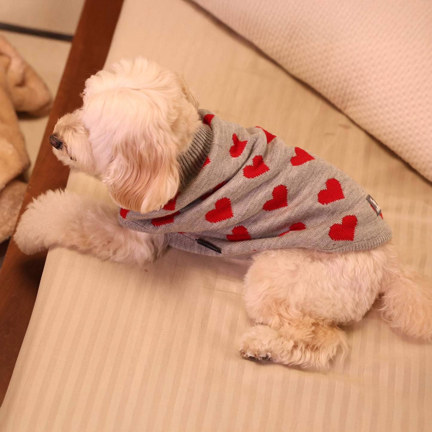 HUFT Classic Love Sweater For Small Dog - Grey - Heads Up For Tails