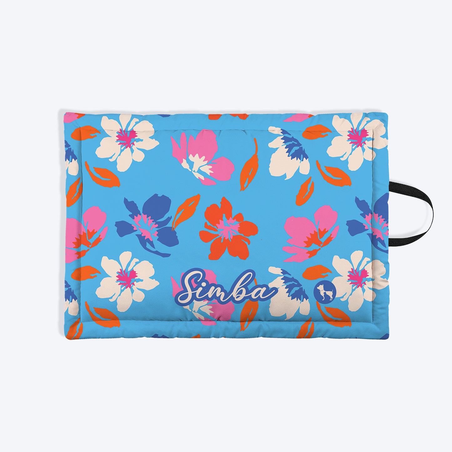 HUFT Personalised Summer Bloom Mat For Dog & Cat - Blue - Heads Up For Tails