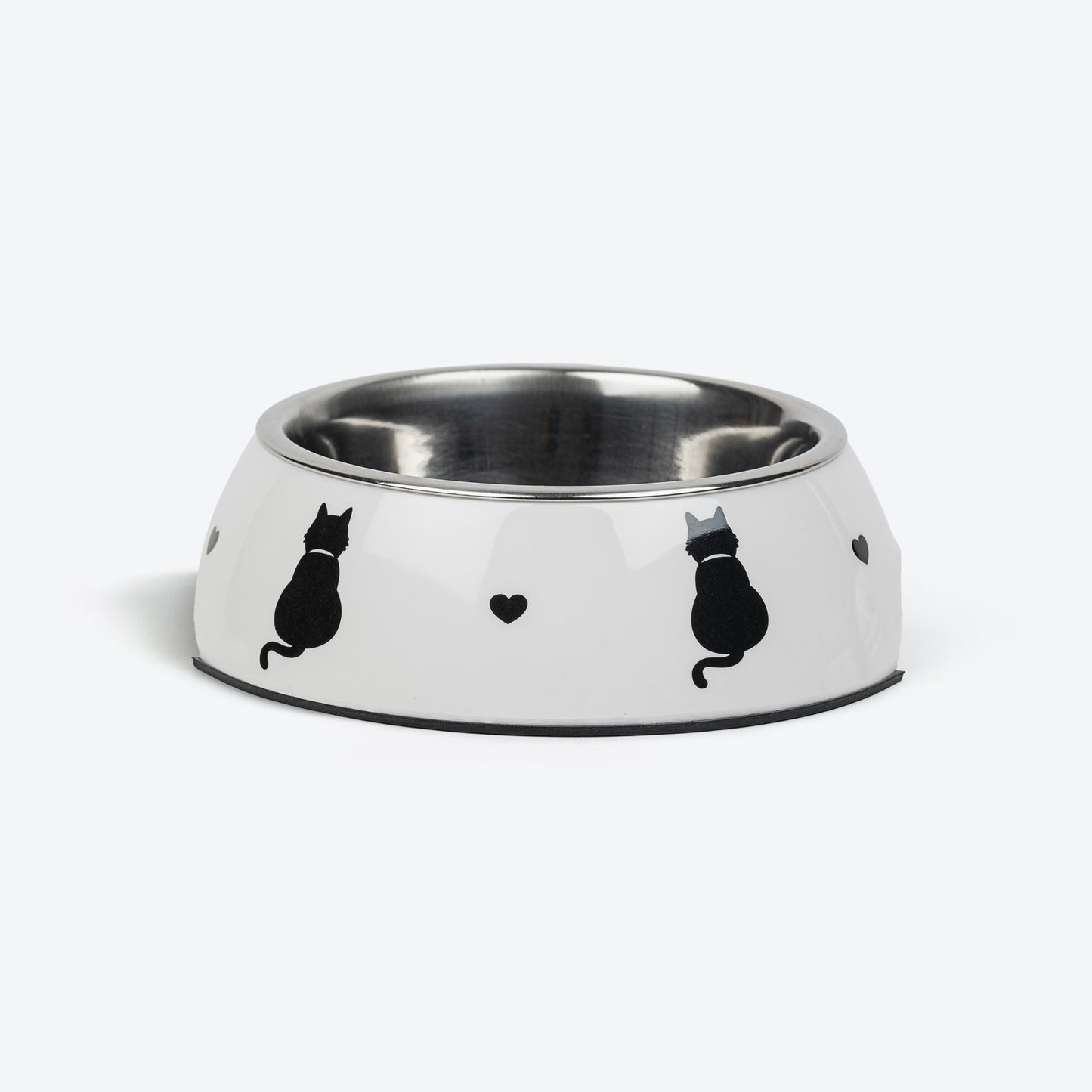 HUFT Purrfect Catch Printed Melamine Bowl With Steel Inserts For Cat - White - Heads Up For Tails