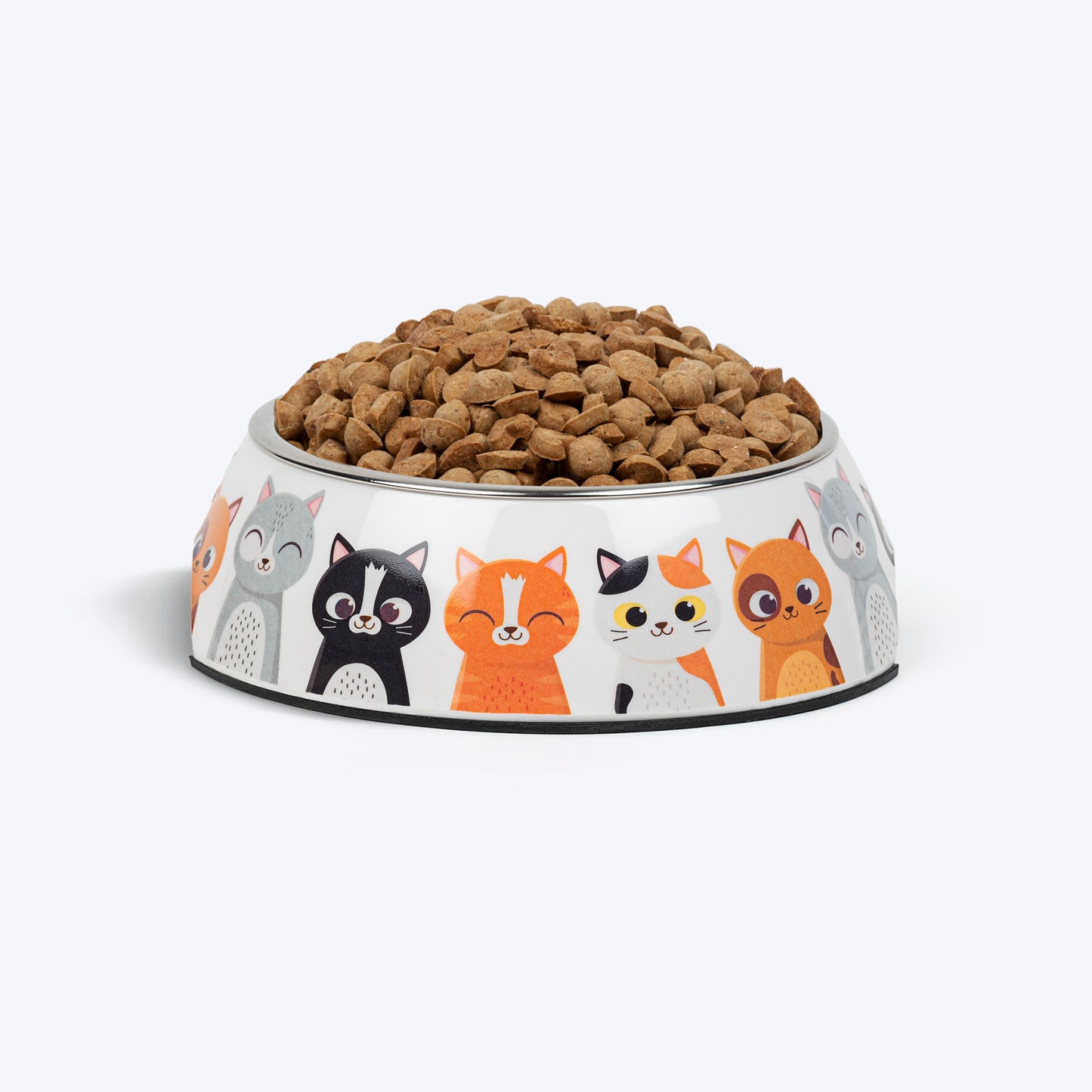 HUFT Kitty Family Printed Melamine Bowl With Steel Inserts For Cat - Multicolor - Heads Up For Tails