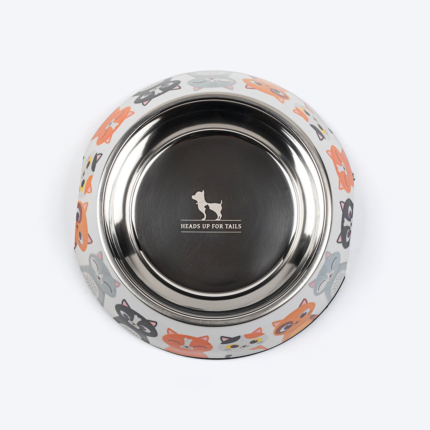 HUFT Kitty Family Printed Melamine Bowl With Steel Inserts For Cat - Multicolor - Heads Up For Tails