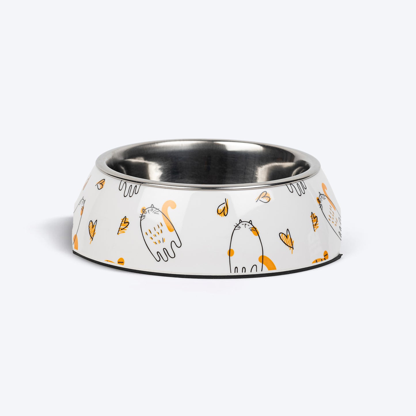 HUFT Purrfect Printed Melamine Bowl With Steel Inserts For Cat - White - Heads Up For Tails
