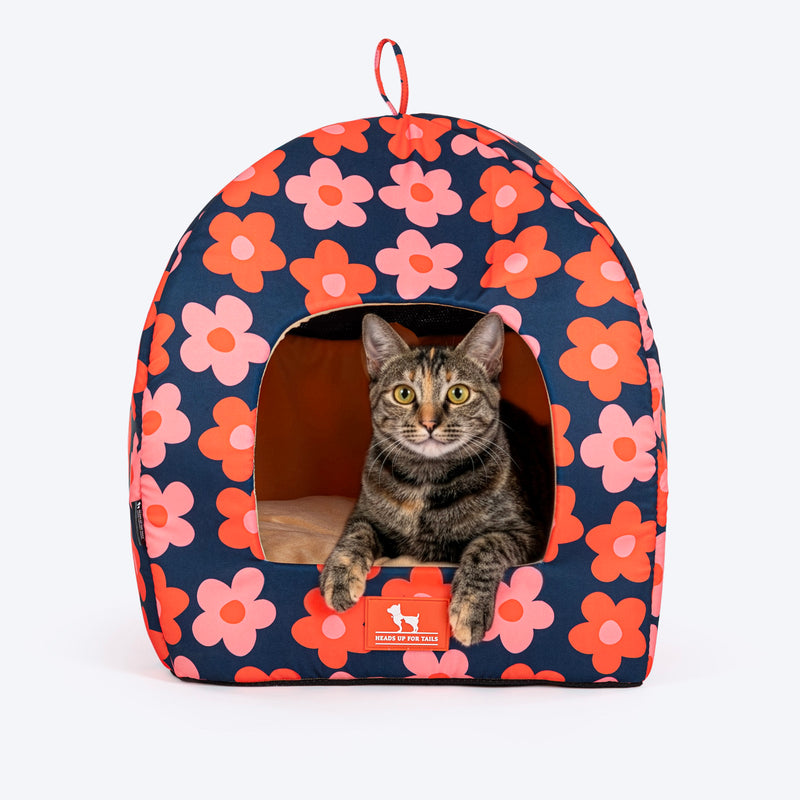 HUFT Flower Frenzy Tent Bed For Cat & Puppies - Navy - Heads Up For Tails