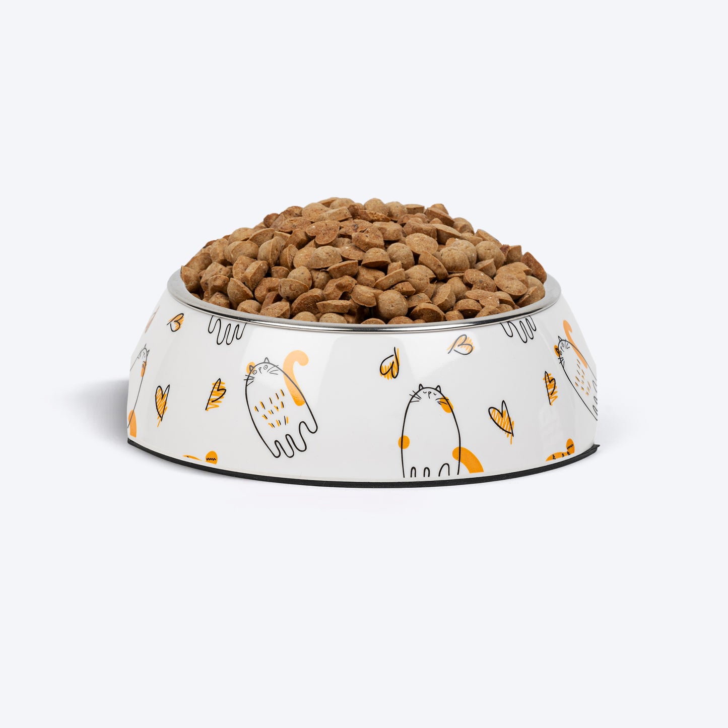HUFT Purrfect Printed Melamine Bowl With Steel Inserts For Cat - White - Heads Up For Tails