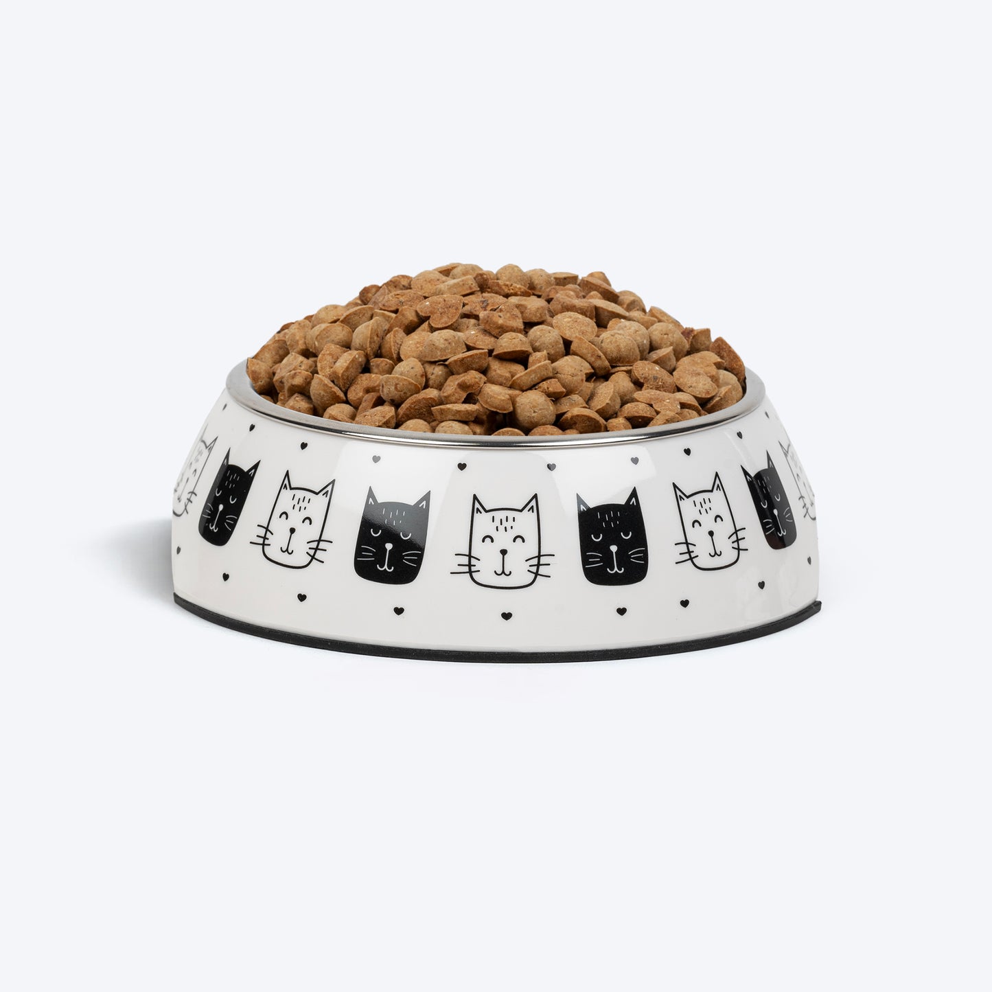 HUFT Kitty Trails Printed Melamine Bowl With Steel Inserts For Cat - White - Heads Up For Tails