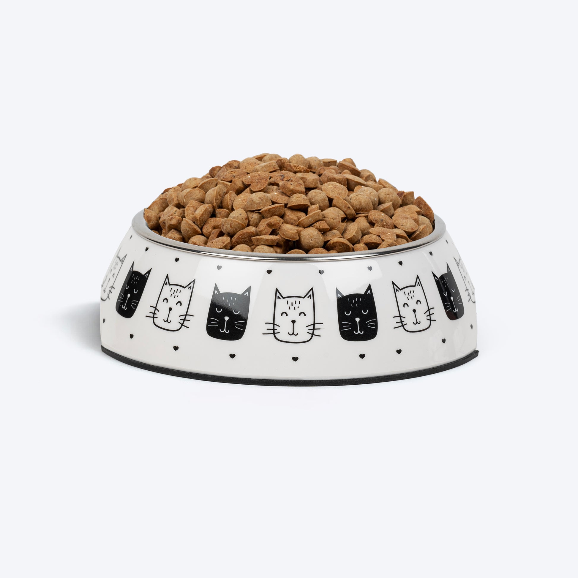 HUFT Kitty Trails Printed Melamine Bowl With Steel Inserts For Cat - White - Heads Up For Tails