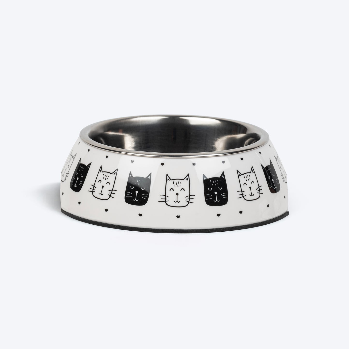 HUFT Kitty Trails Printed Melamine Bowl With Steel Inserts For Cat - White - Heads Up For Tails