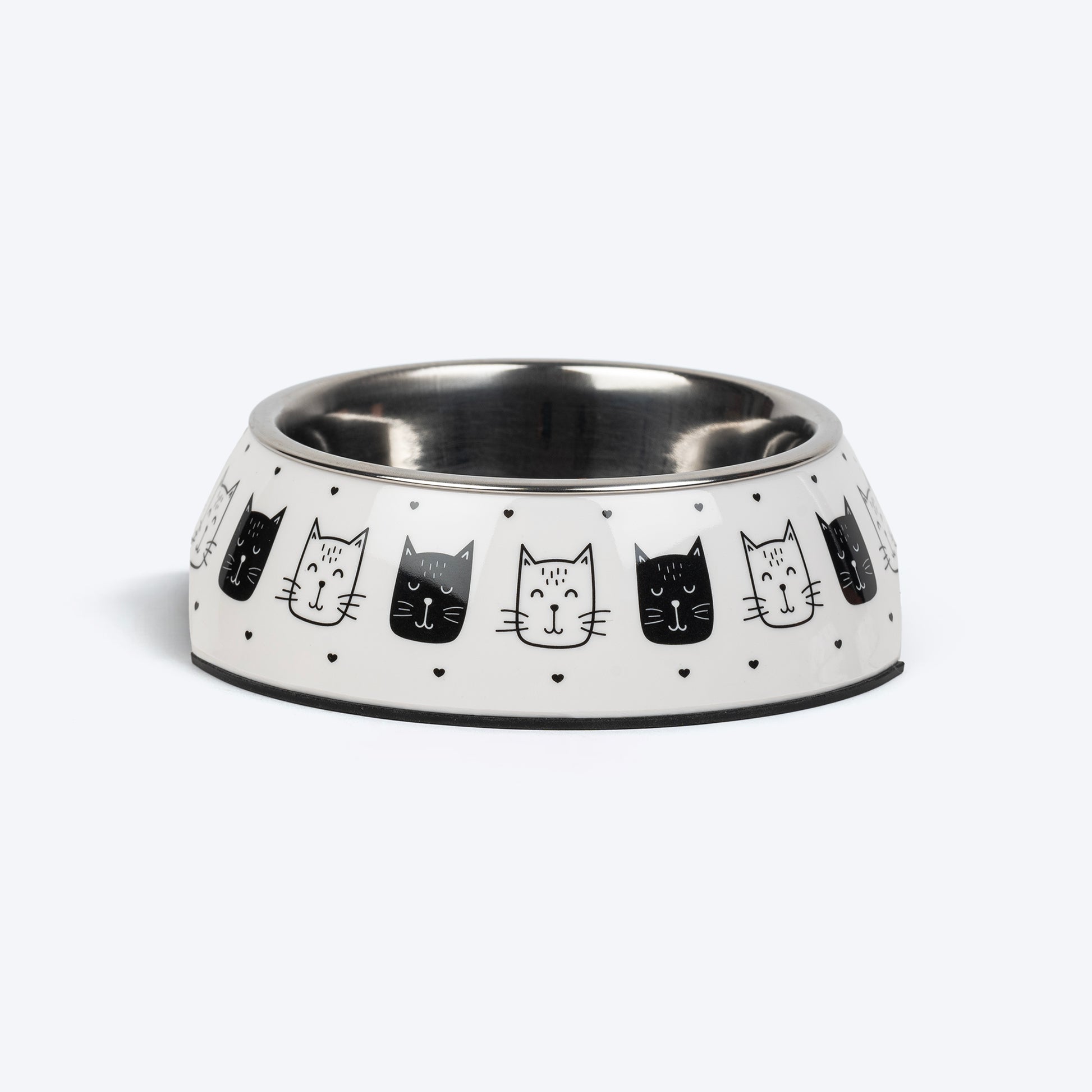 HUFT Kitty Trails Printed Melamine Bowl With Steel Inserts For Cat - White - Heads Up For Tails