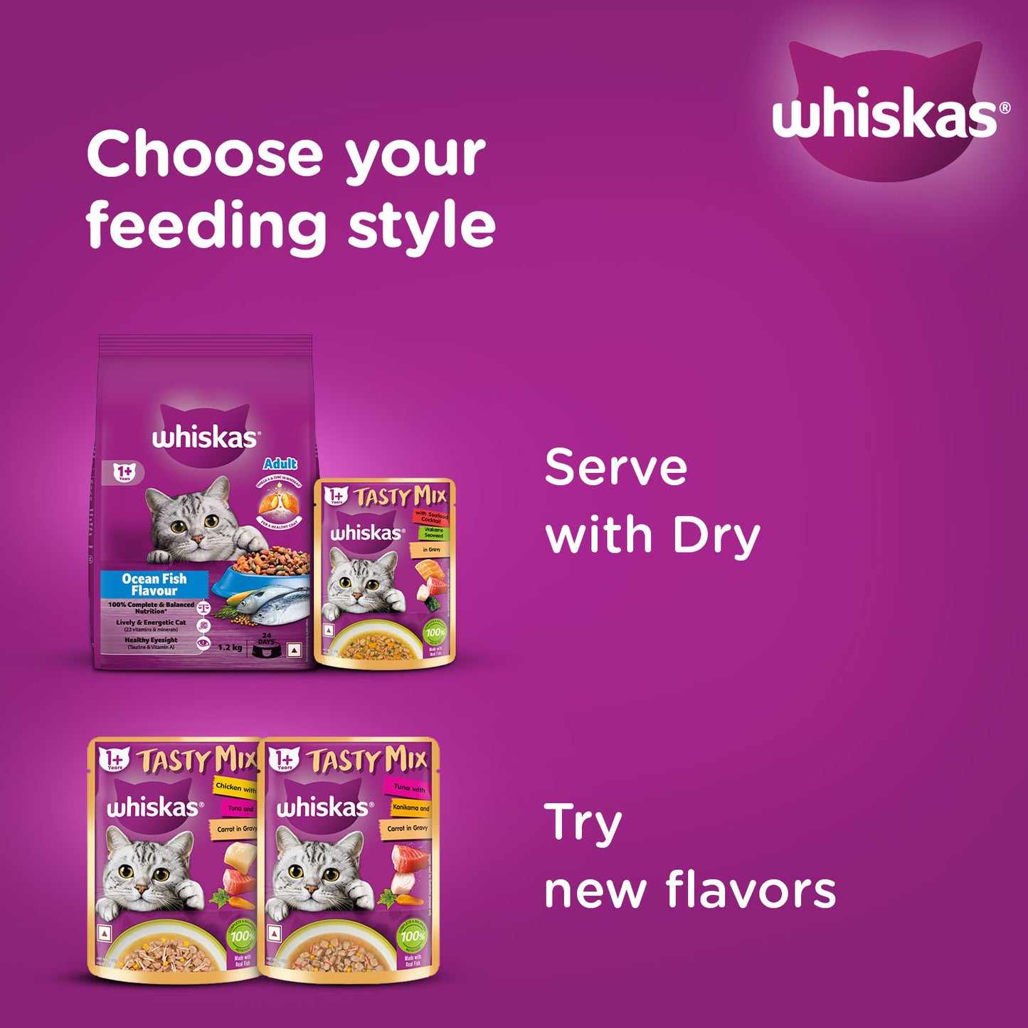 Whiskas Chicken With Tuna & Carrot Wet Food For Adult Cat - (28x70 gm)