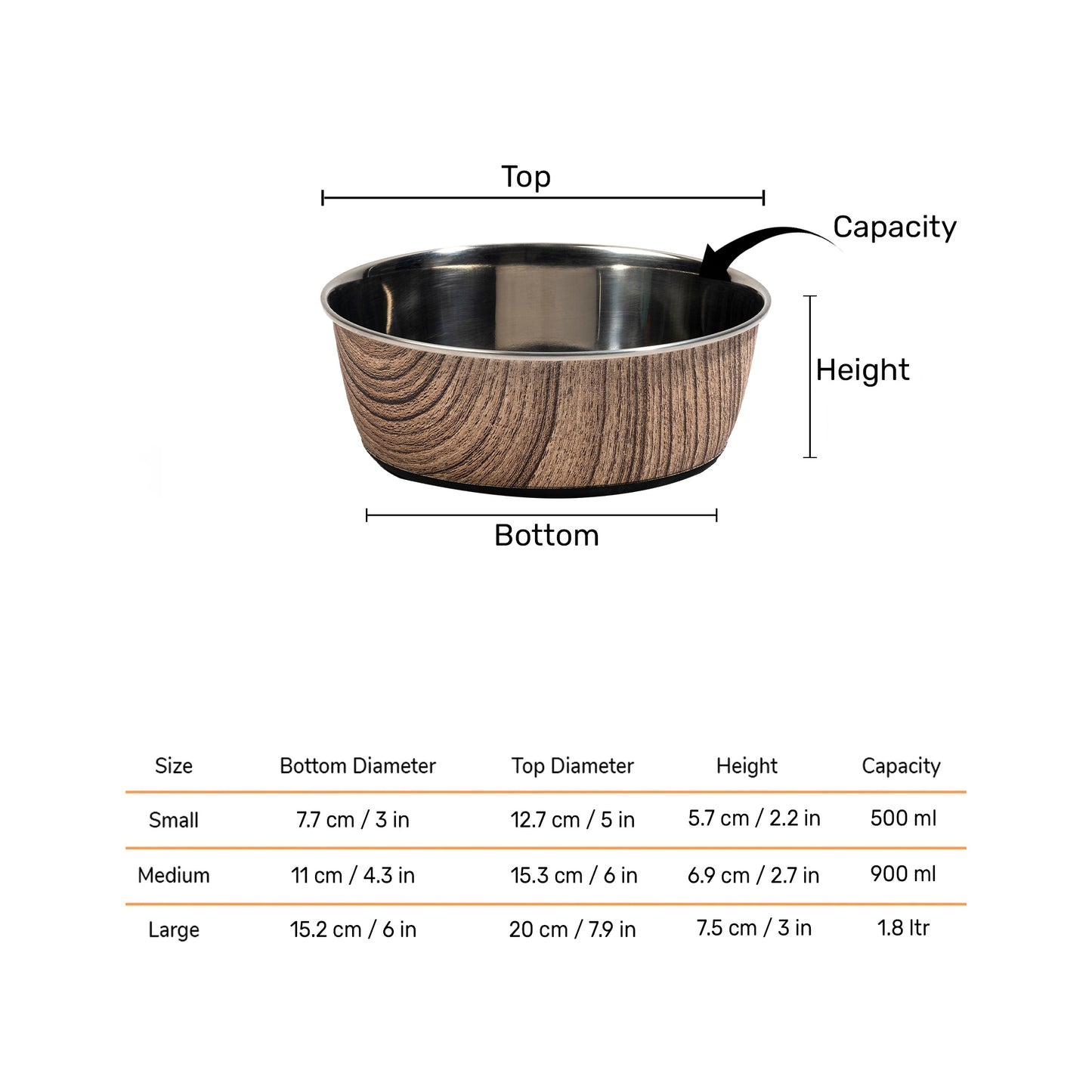 HUFT Timber Trails Printed Steel Bowl For Dog - Brown - Heads Up For Tails