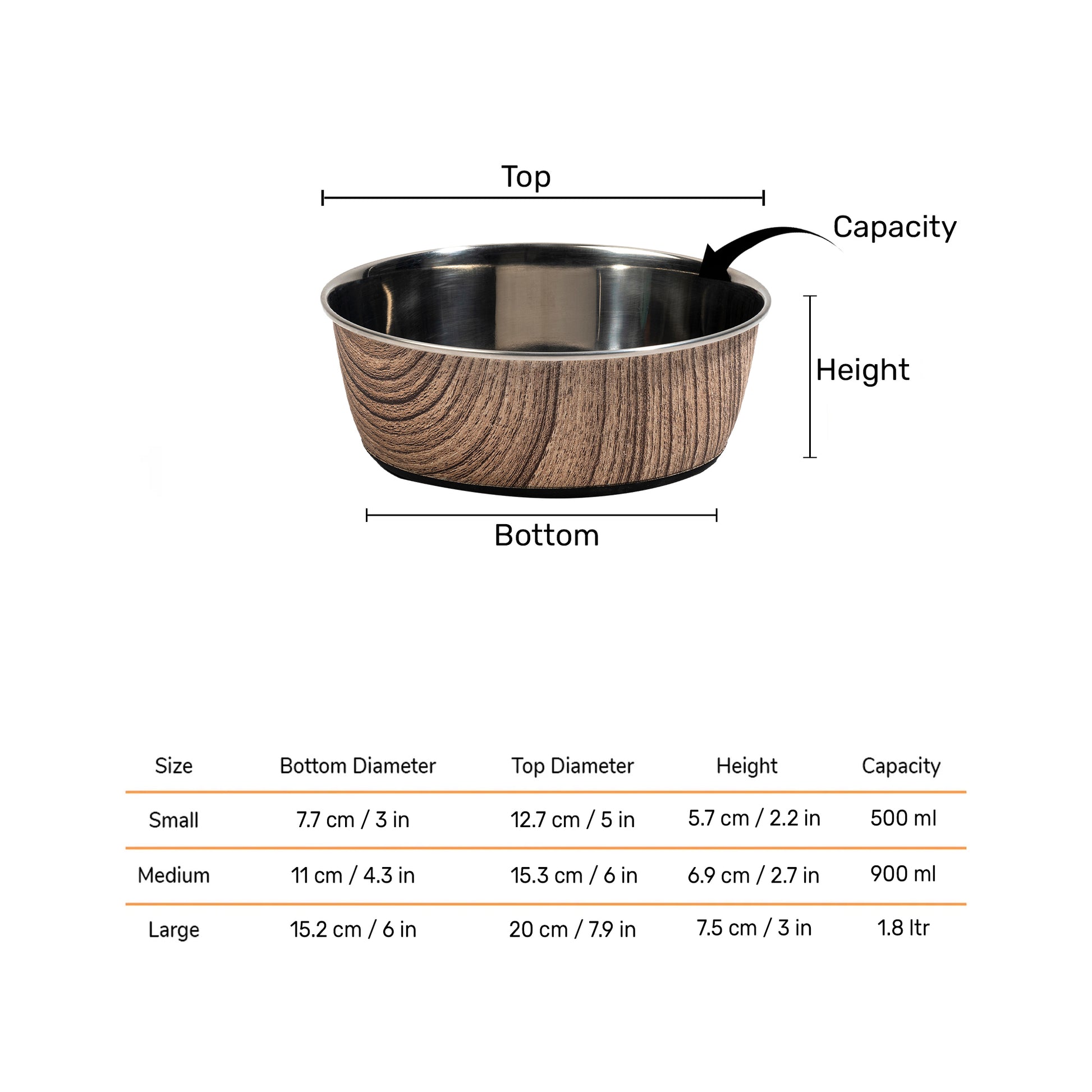 HUFT Timber Trails Printed Steel Bowl For Dog - Brown - Heads Up For Tails