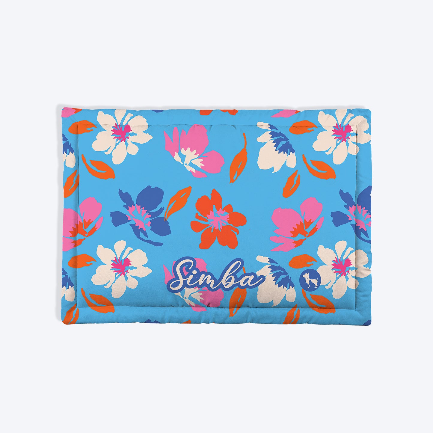 HUFT Personalised Summer Bloom Mat For Dog & Cat - Blue - Heads Up For Tails