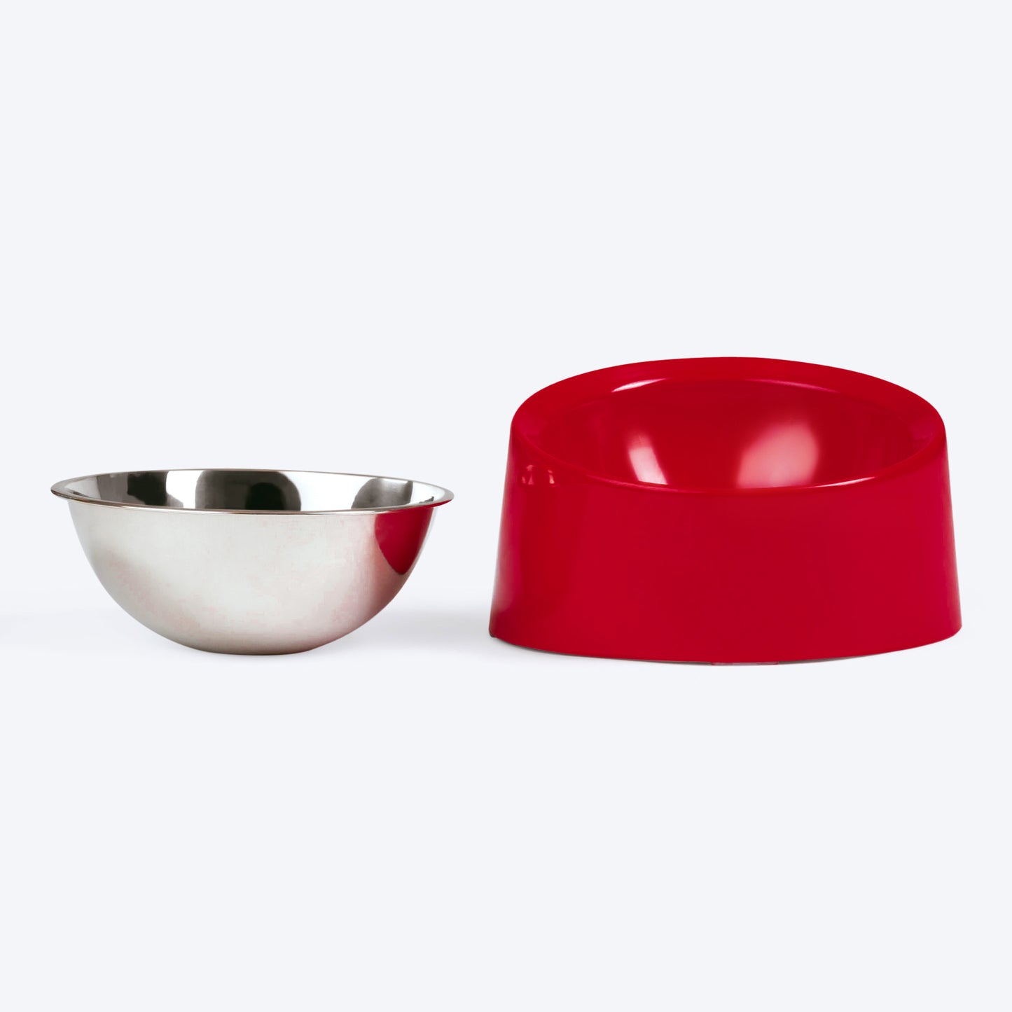 HUFT Melamine Slant Bowl With Steel Inserts For Dog - Red - Heads Up For Tails
