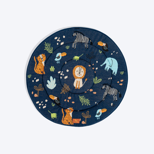 HUFT Jungle Dreams Round Mat For Dog - Blue - Heads Up For Tails