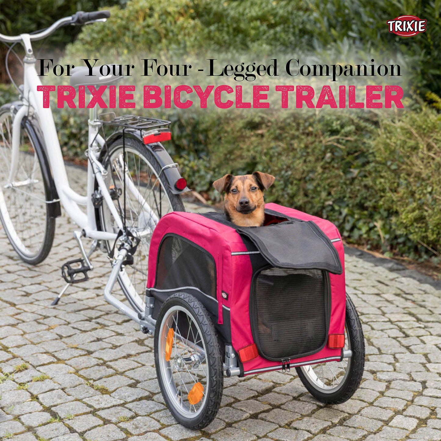 Trixie Red Bicycle Trailer For Dogs - Heads Up For Tails