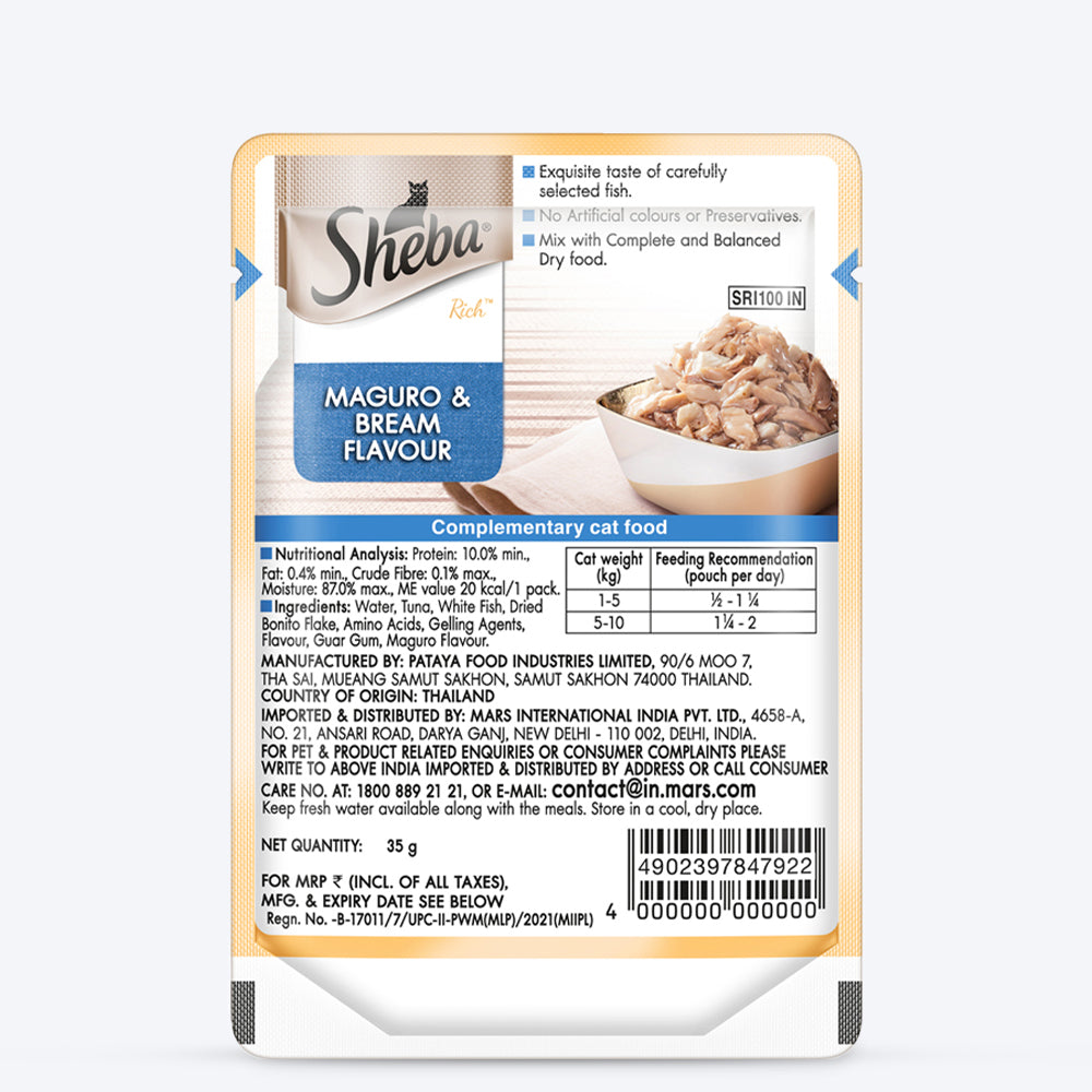 Sheba Maguro & Bream Wet Cat Food - 35 gm Packs - Heads Up For Tails