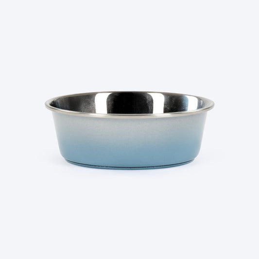 HUFT Tiny Tails Printed Steel Bowl For Puppy - Blue & Grey