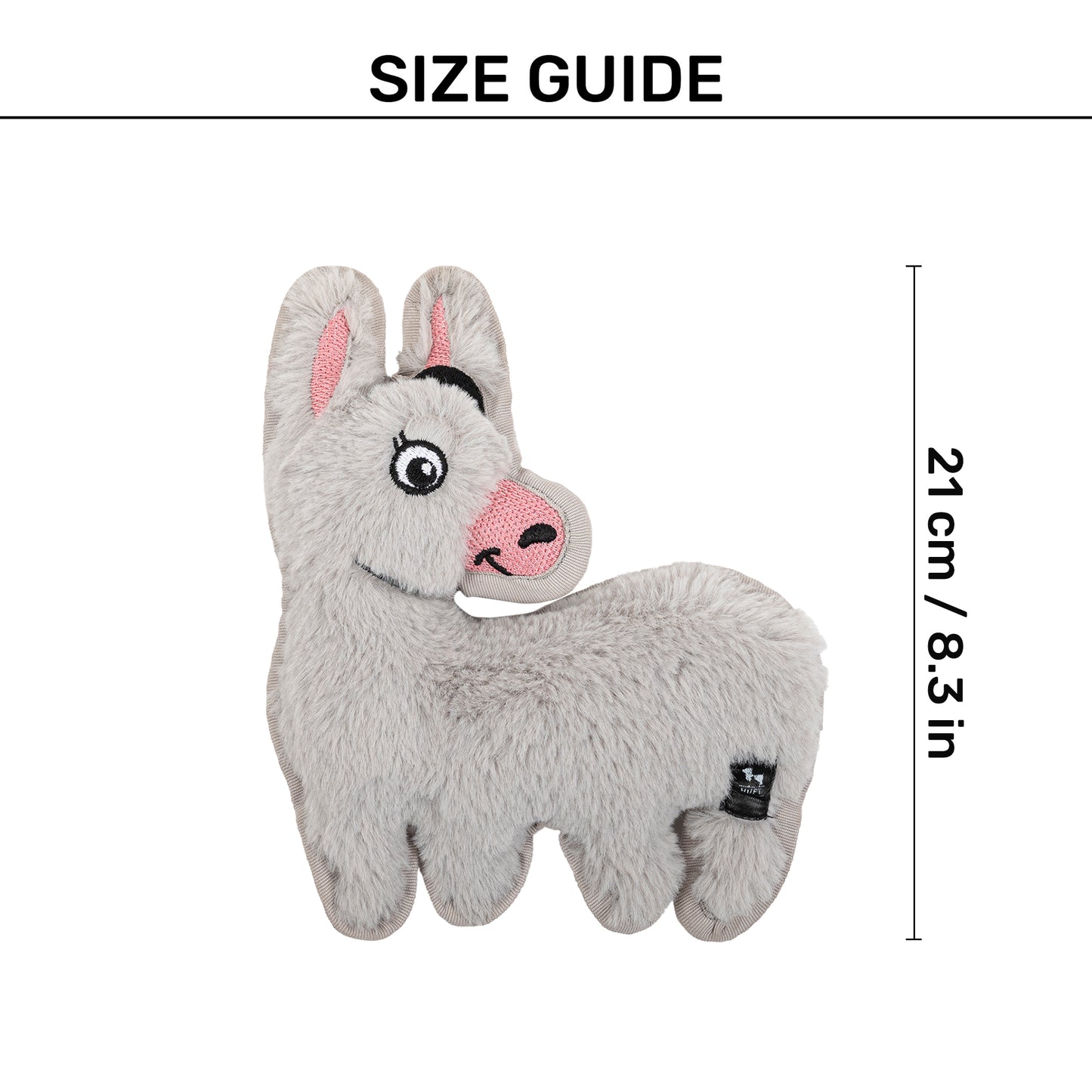 HUFT Funky Donkey Squeaky Cuddle Plush Toy For Dog - Grey - Heads Up For Tails