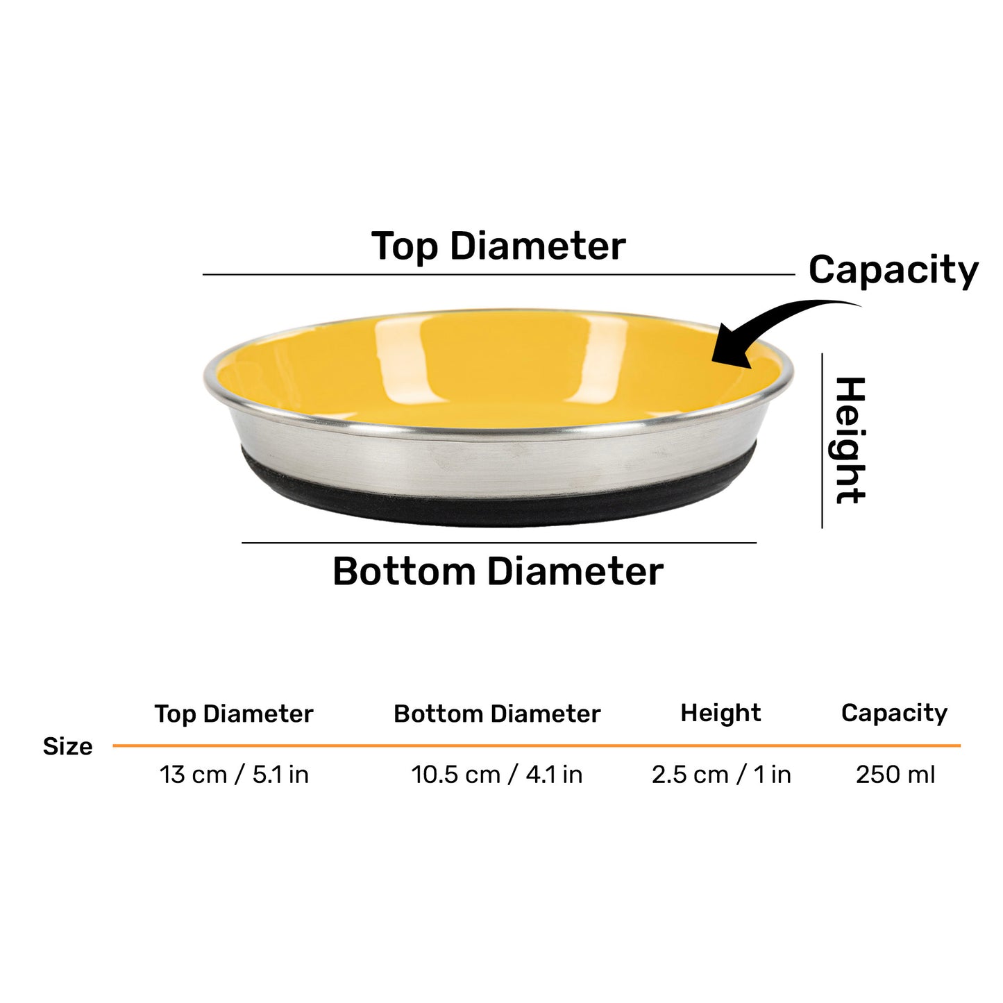 HUFT Purrfect Treat Printed Steel Bowl For Cat - Yellow